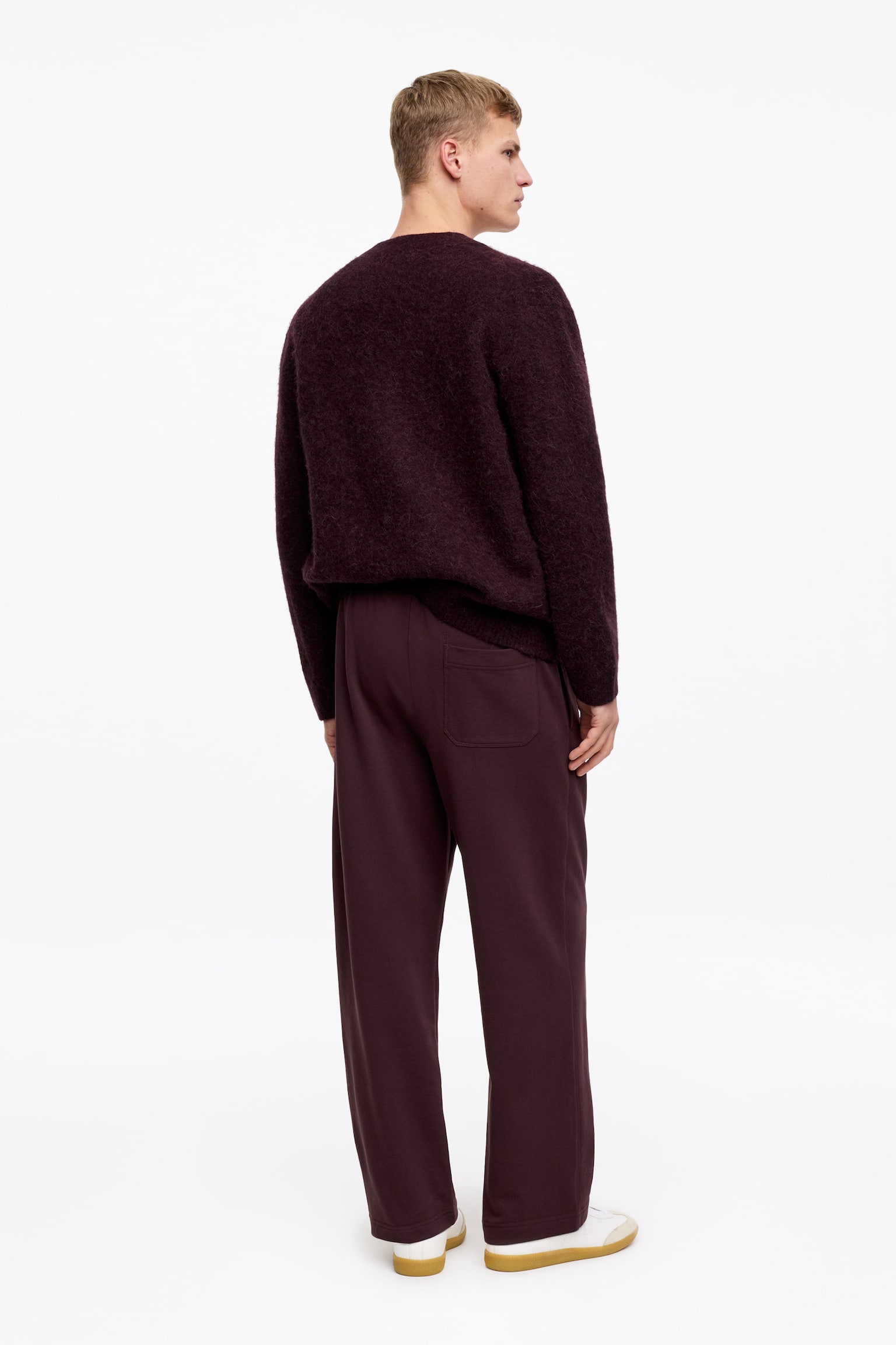 Jogginghose aus French Terry - Dunkelrot/Mattschwarz - 3