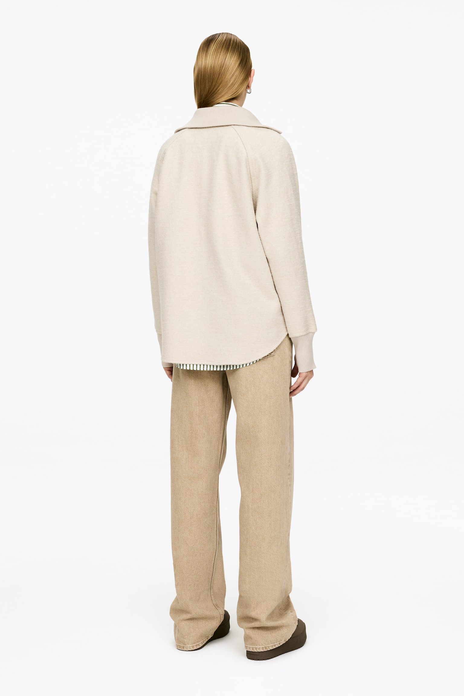 Pullover aus Wollwalk und Baumwolle - Cremeweiß - 5