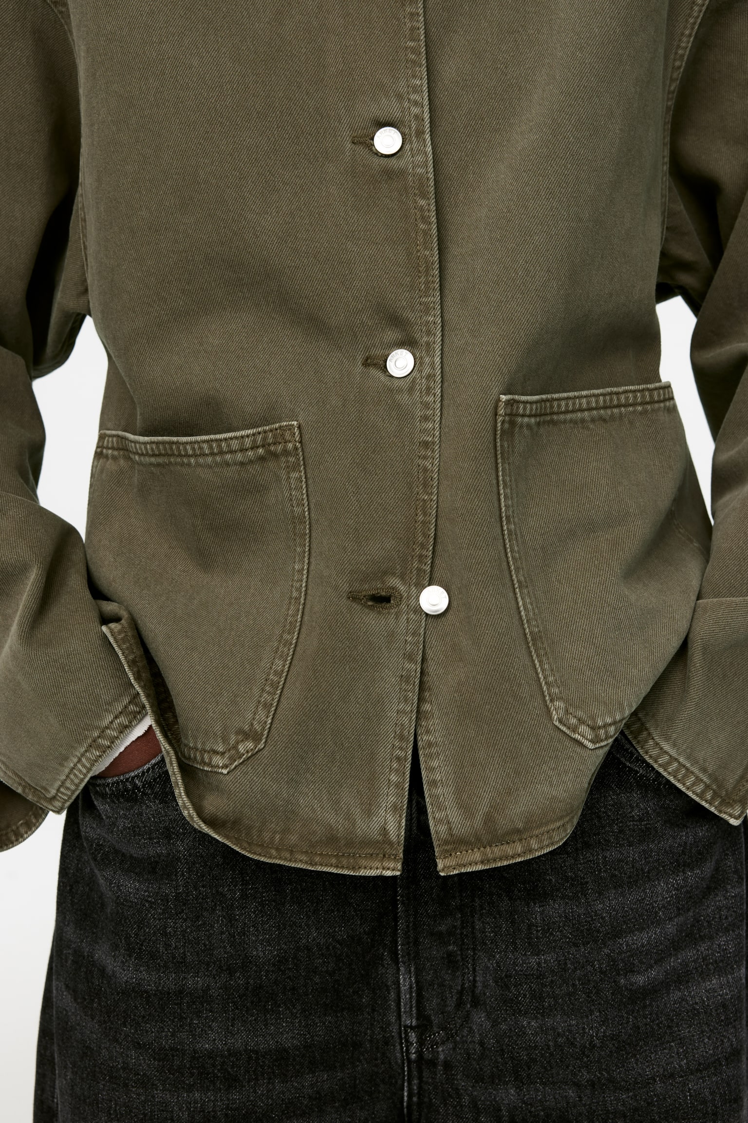 Garment-Dyed Denim Overshirt - Khaki/Garment-Dyed - 6