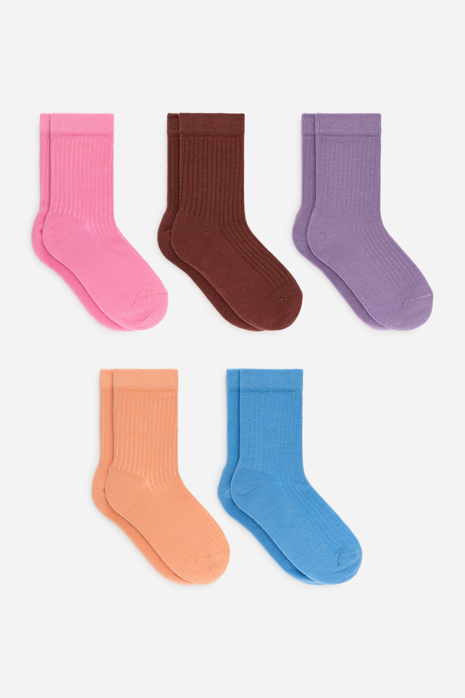 Rippstricksocken, 5er-Pack - Pfirsich/Mehrfarbig/Blau/Mehrfarbig