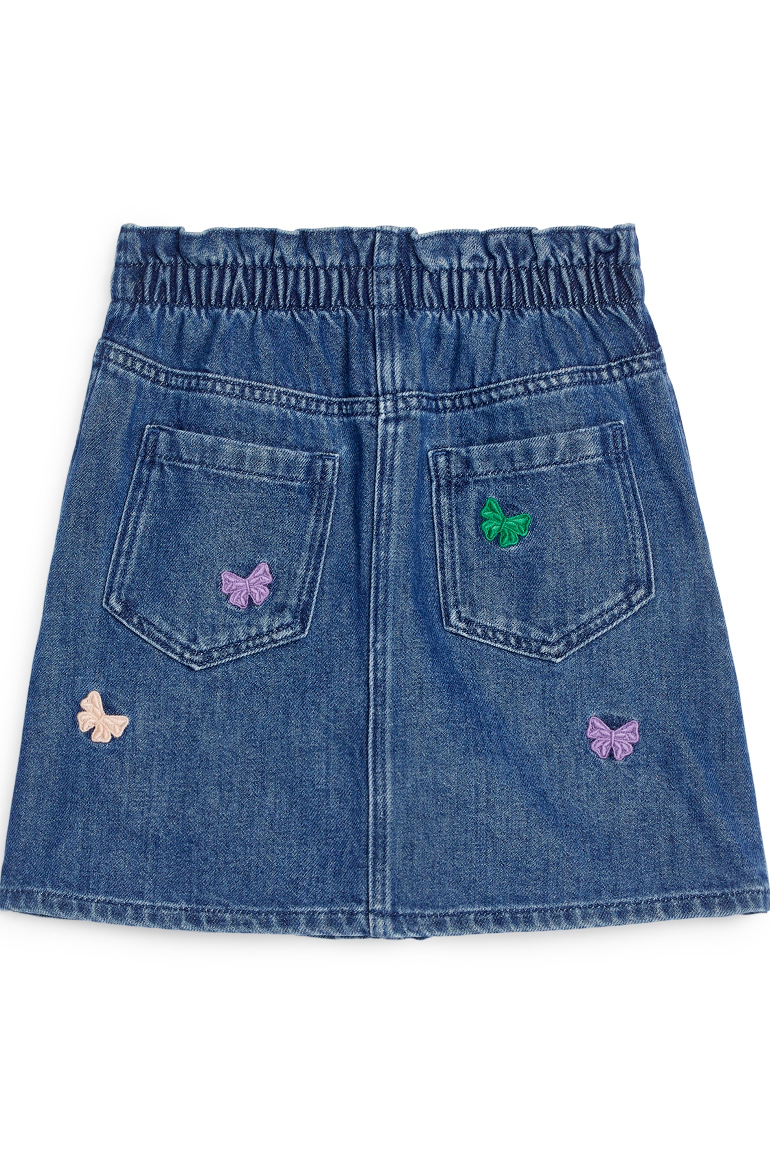 Embroidered Denim Skirt - Blue - 3