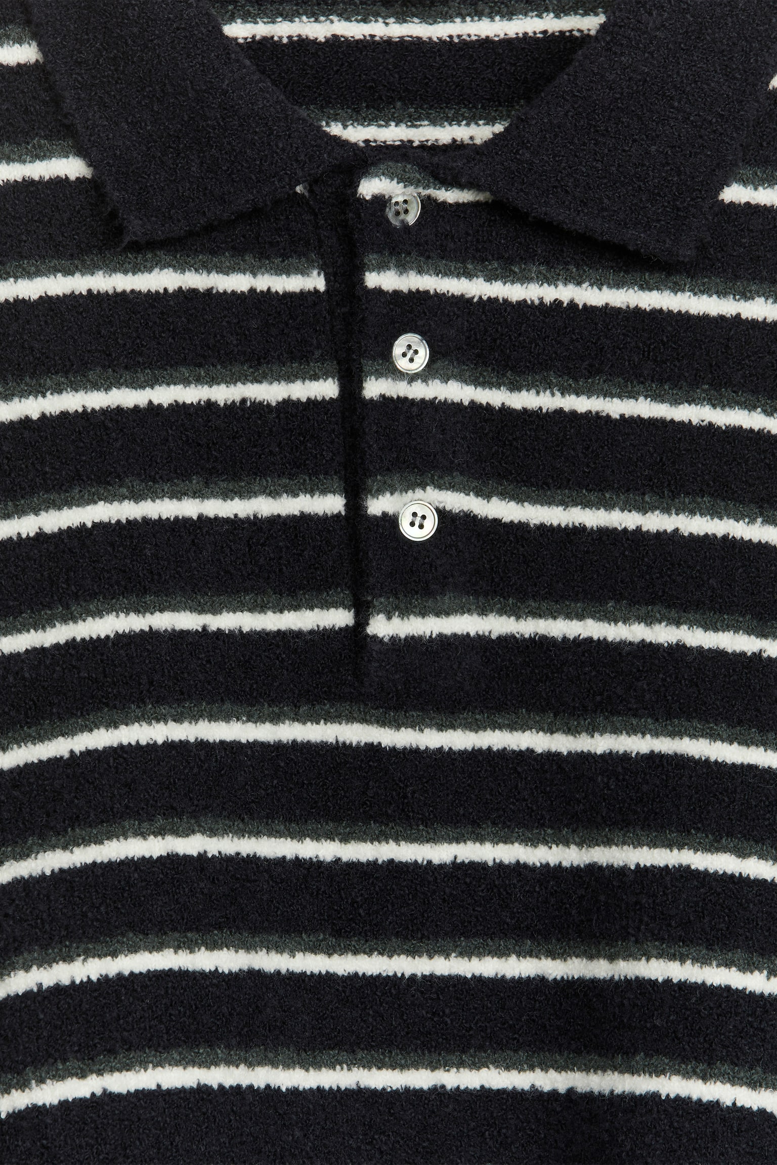 Knitted Polo Shirt - Dark Blue/Off White/Dark Blue/Off White - 2