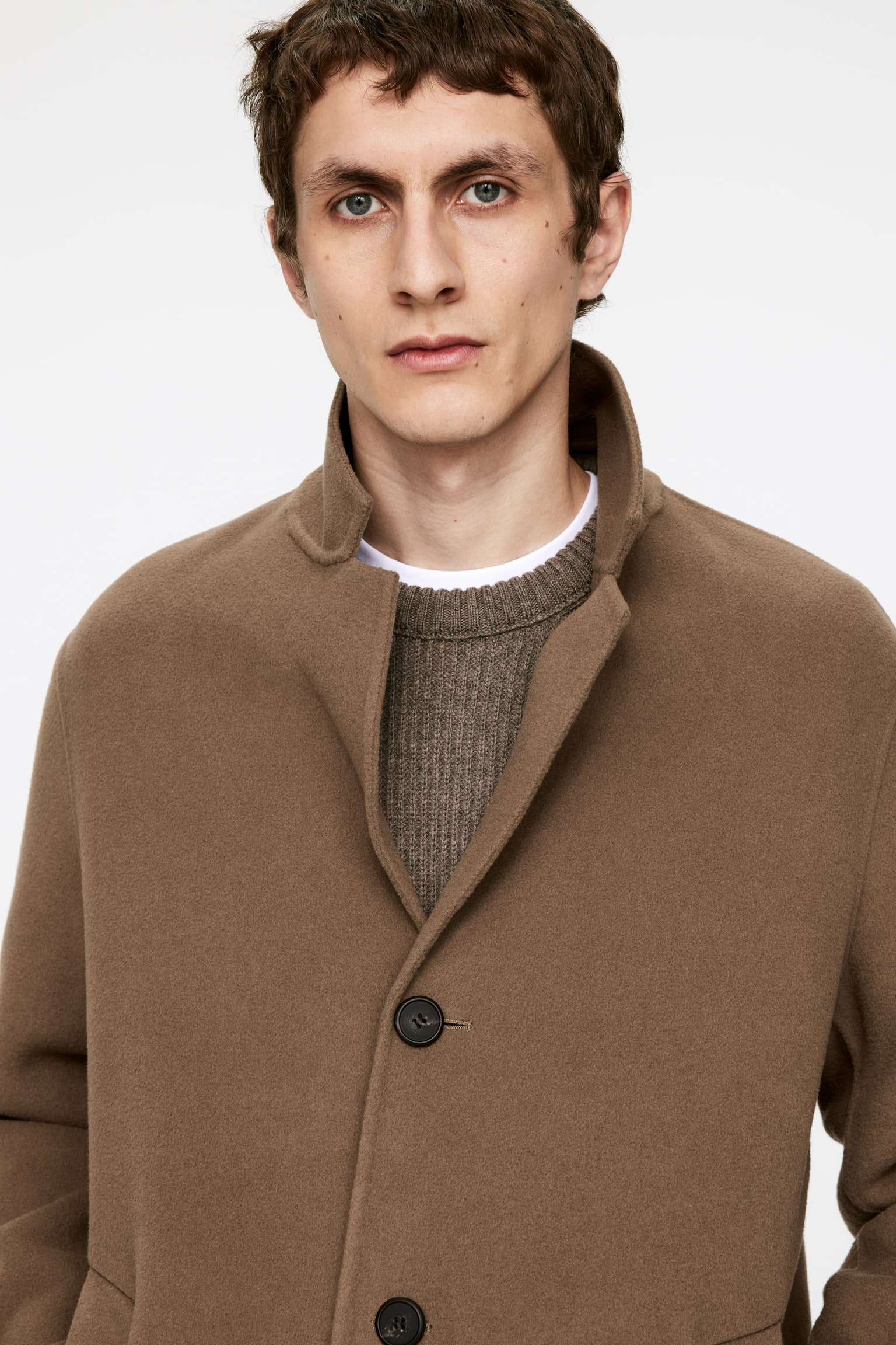 Relaxed Wool Topcoat - Camel/Black - 5