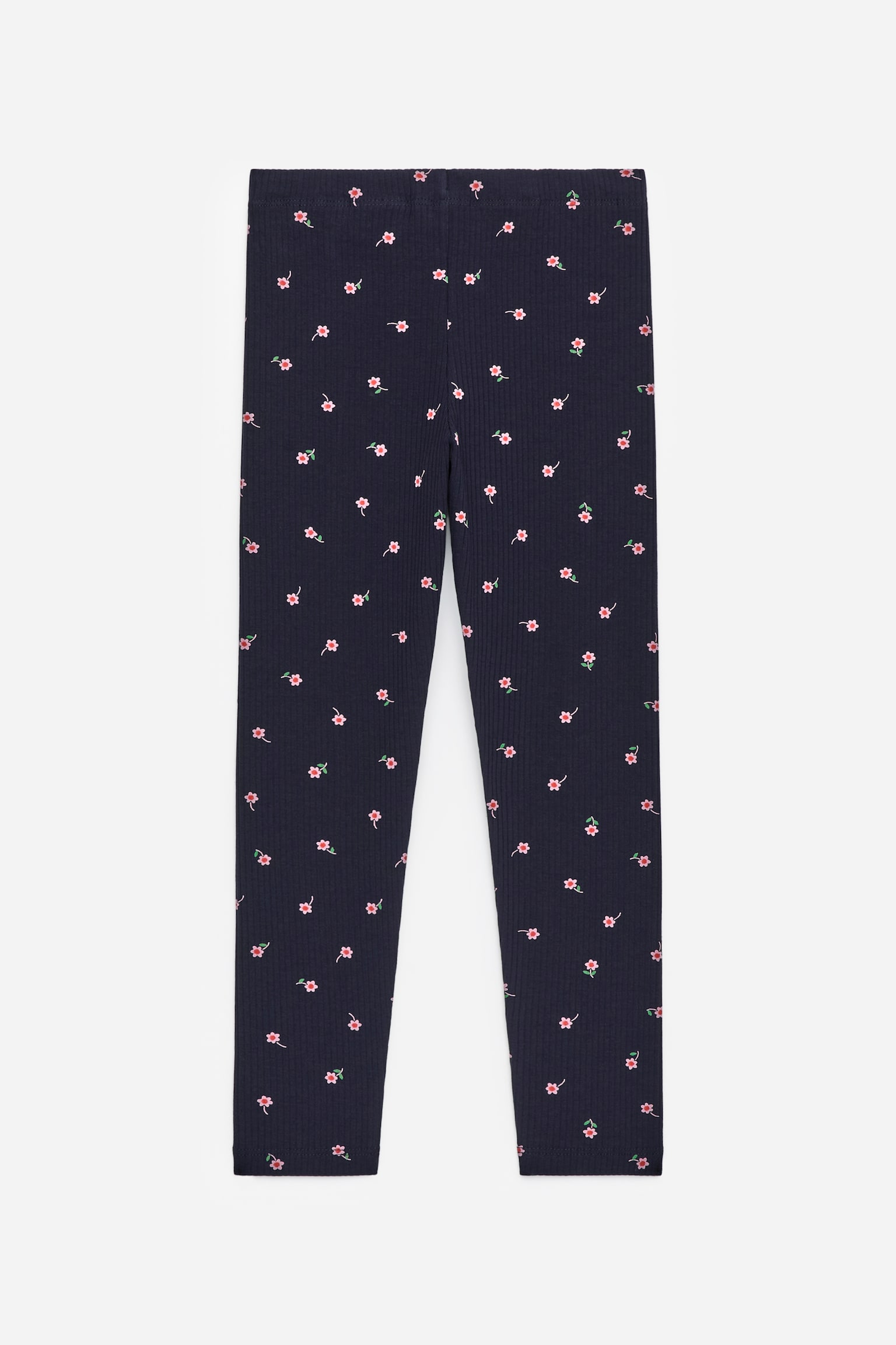 Ribbade Leggings - Mörkblå/rosa blommor/Rosa/orange/Blå/vinröda hjärtan/Lila/röd/Rosa/fåglar/Rosa/röda hjärtan - 2