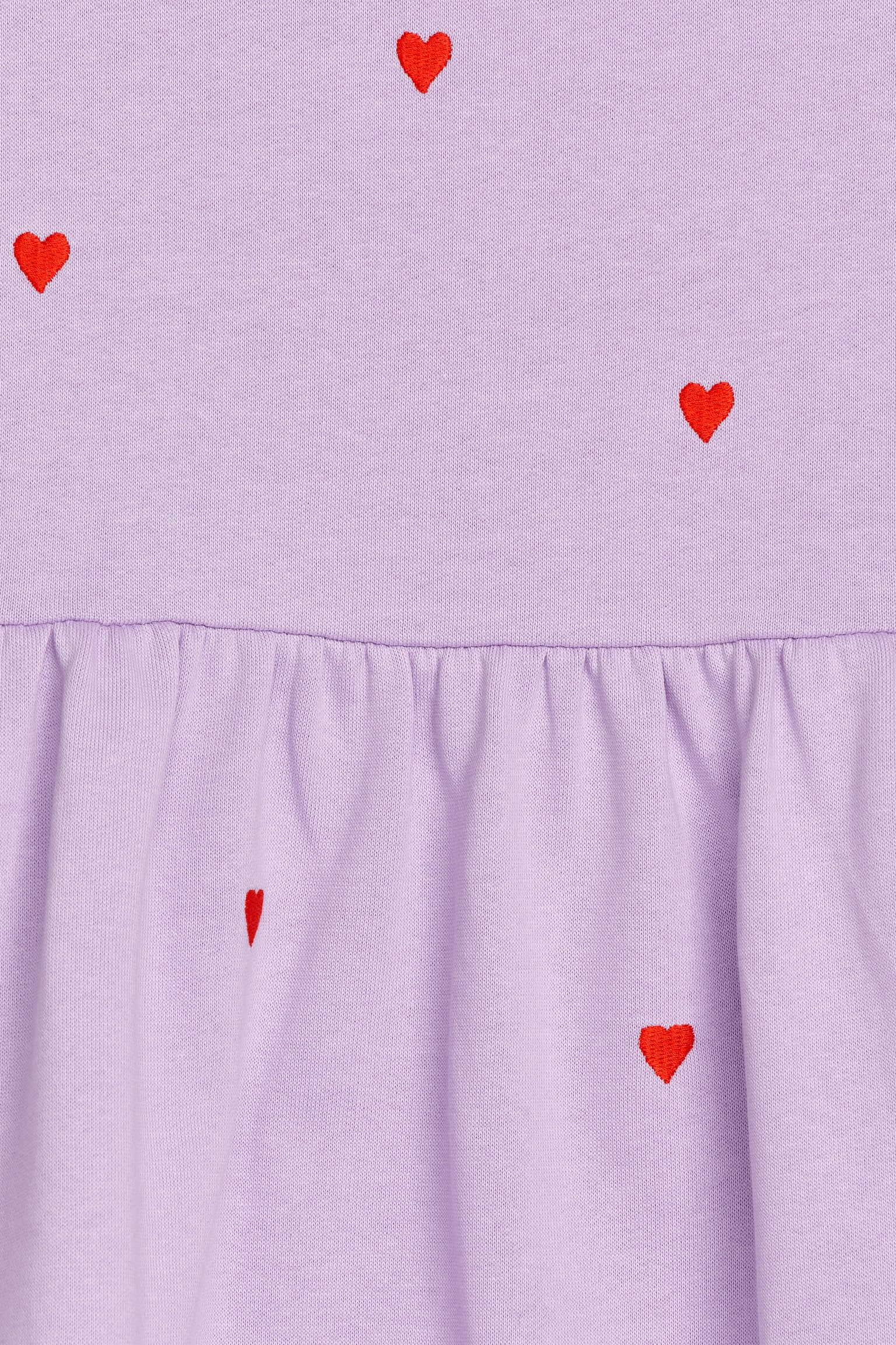 Embroidered Sweatshirt Dress - Lilac/Red Hearts/Pink/Mushrooms/Lilac - 2