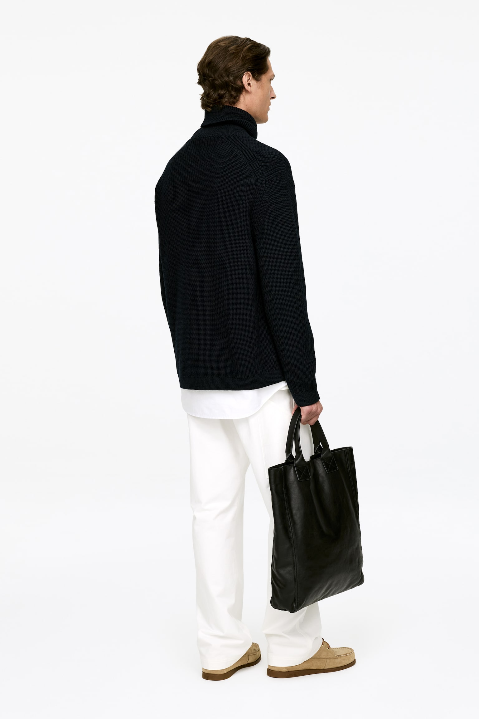 Maglione in lana pesante a collo alto - Blu scuro - 5