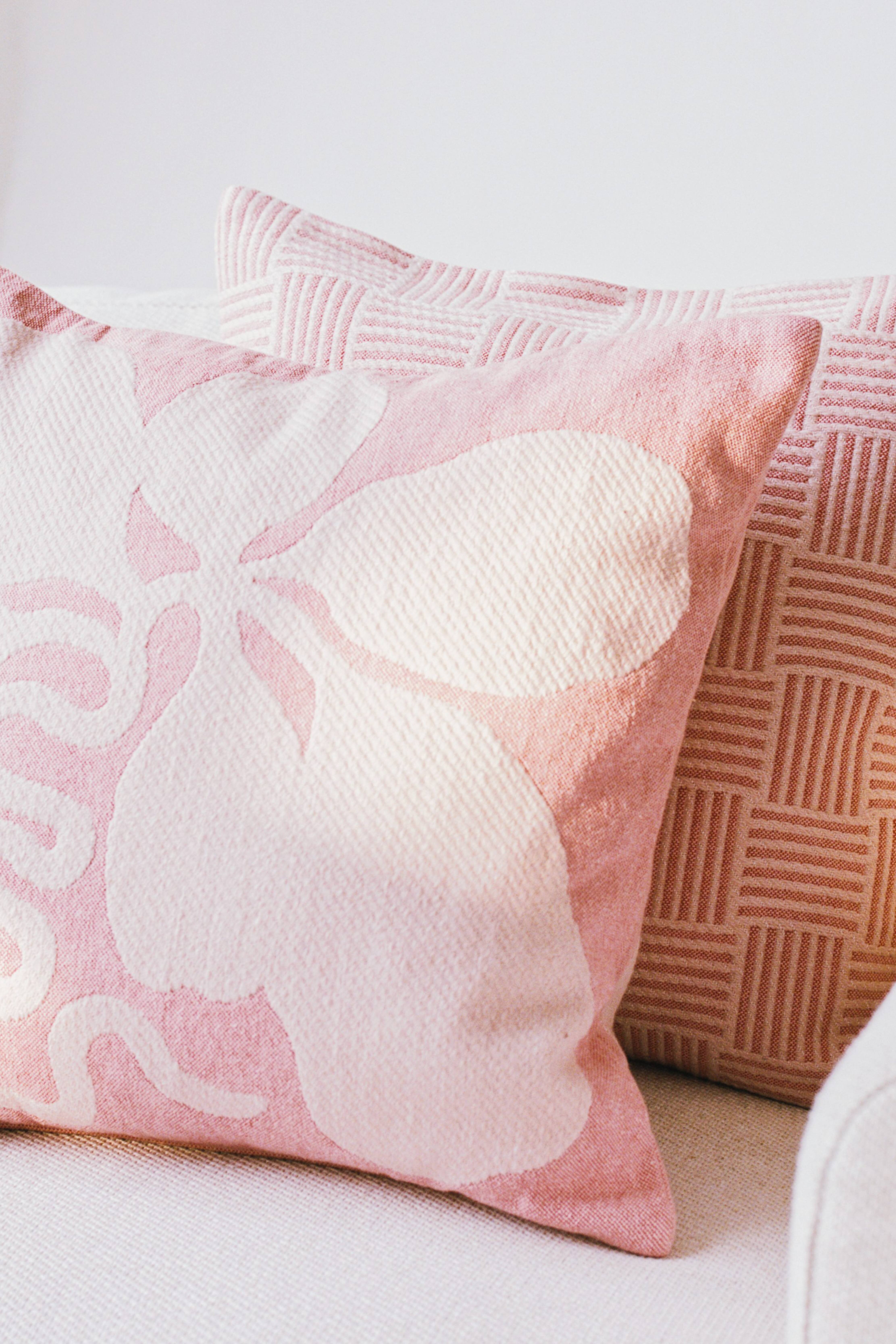 Copricuscino in misto cotone e lana 50 x 50 cm - Rosa/Blu/Verde