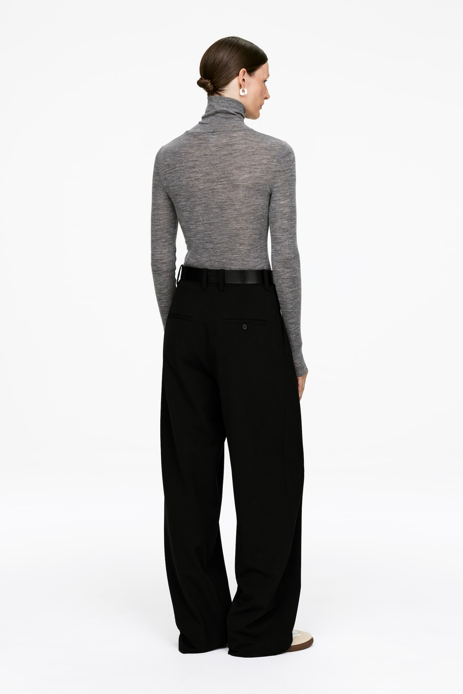 Polotröja i ull - Grå/Svart/Vinröd - 3