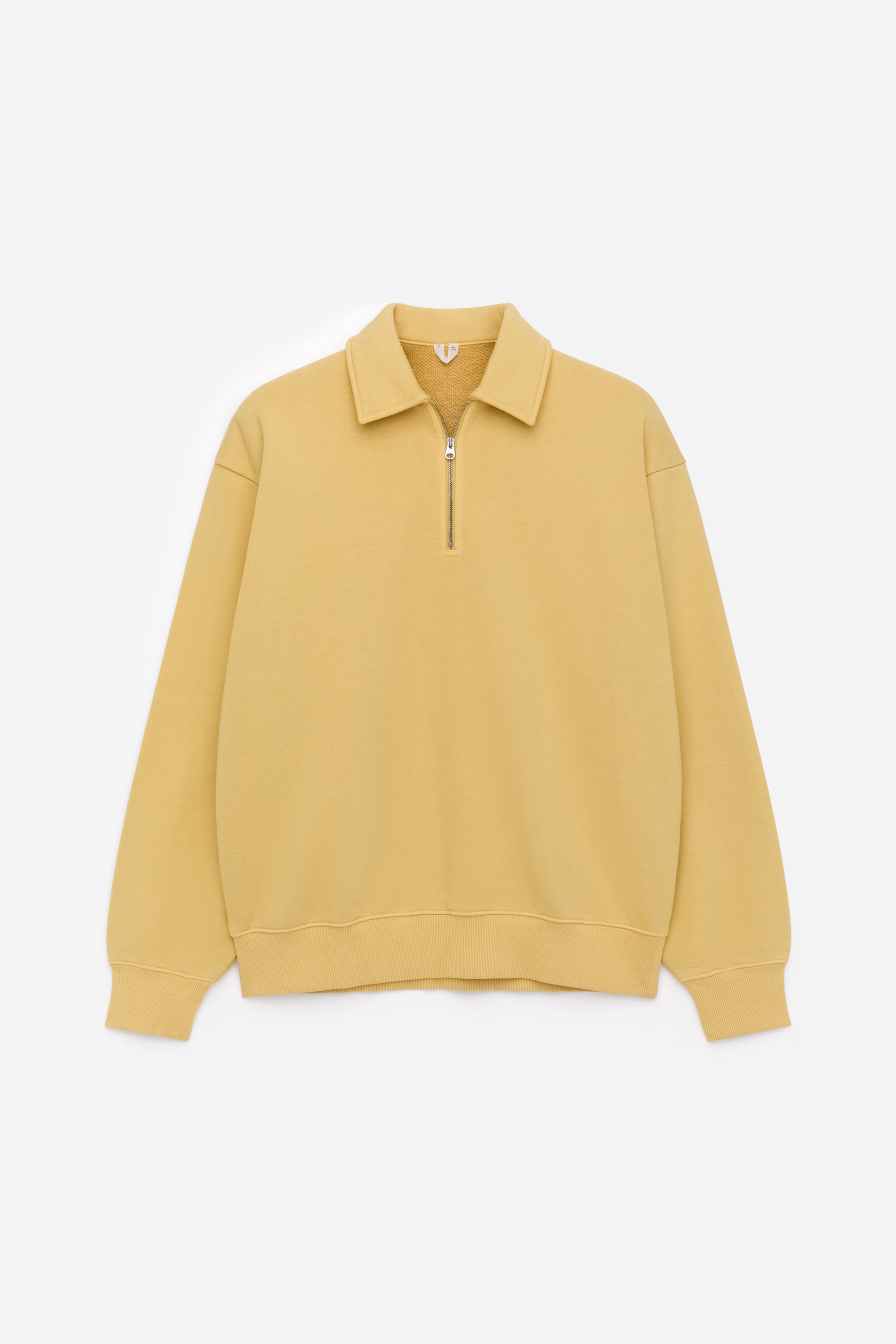 Félcipzáras pólóing - Kopott sárga/Fakókék