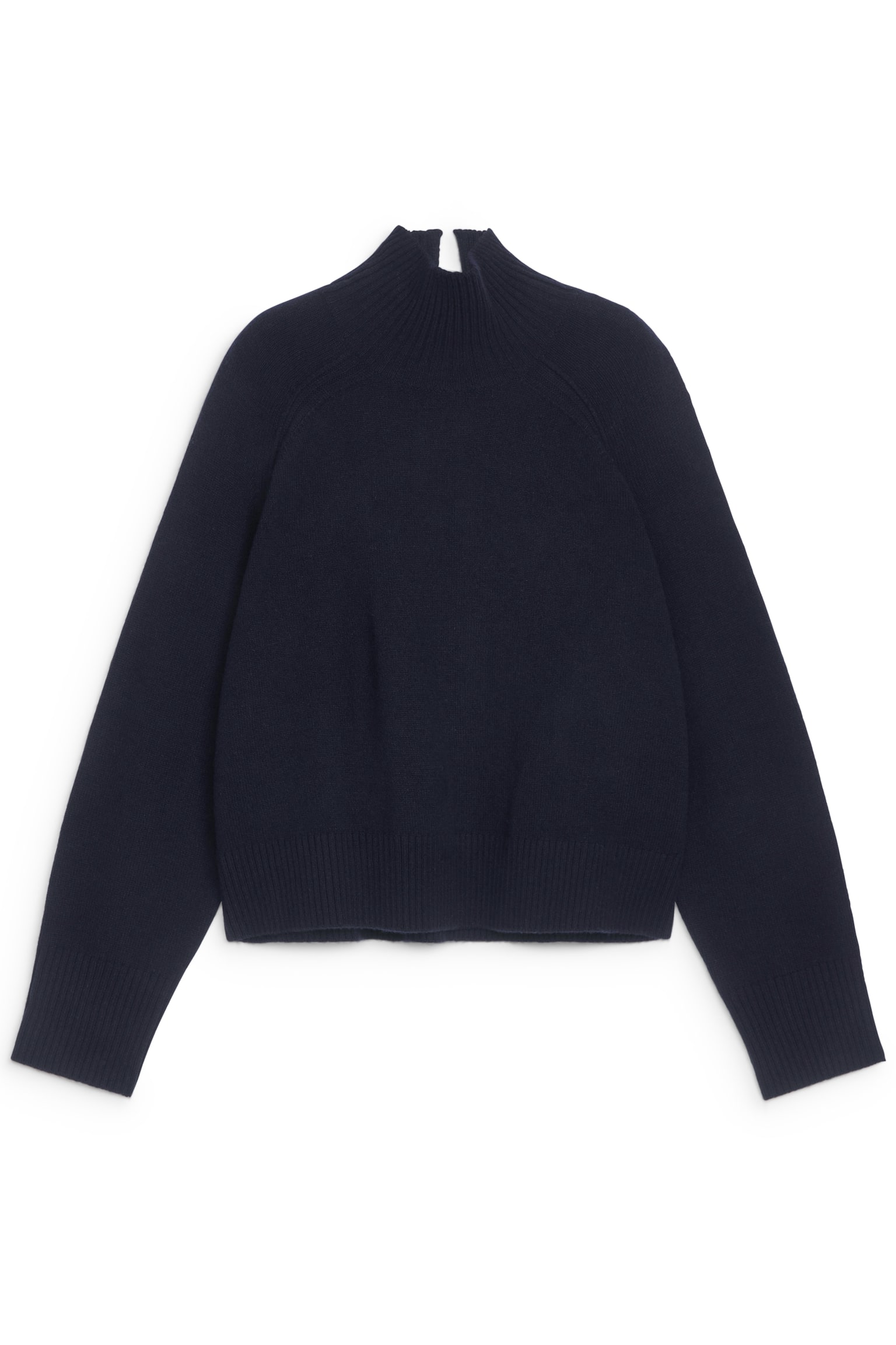 Roll-Neck Wool Jumper - Dark Blue/Khaki Green - 2