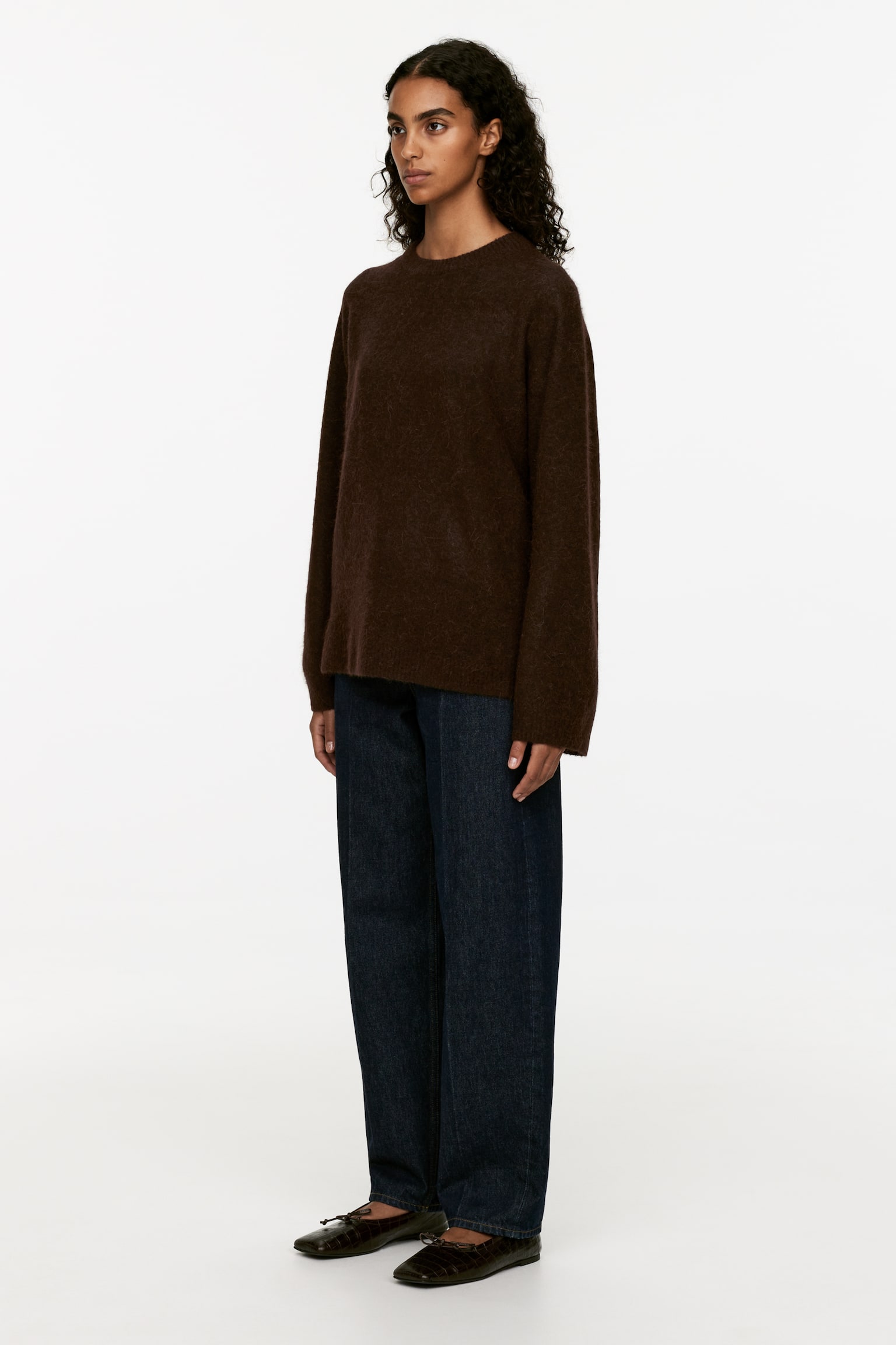 Alpaca-Wool Blend Jumper - Dark Brown/Dark Green/Black/Light Grey/Beige/Dusty Blue/Off White/Dark Yellow/Pink - 5