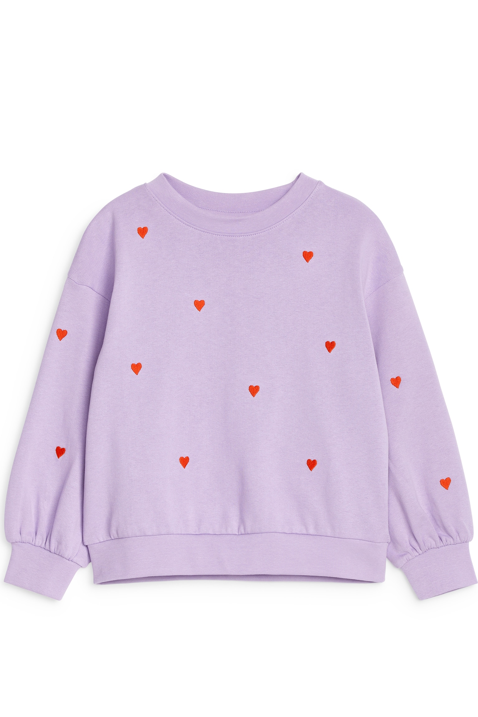 Embroidered Sweatshirt - Lilac/Red hearts - 1