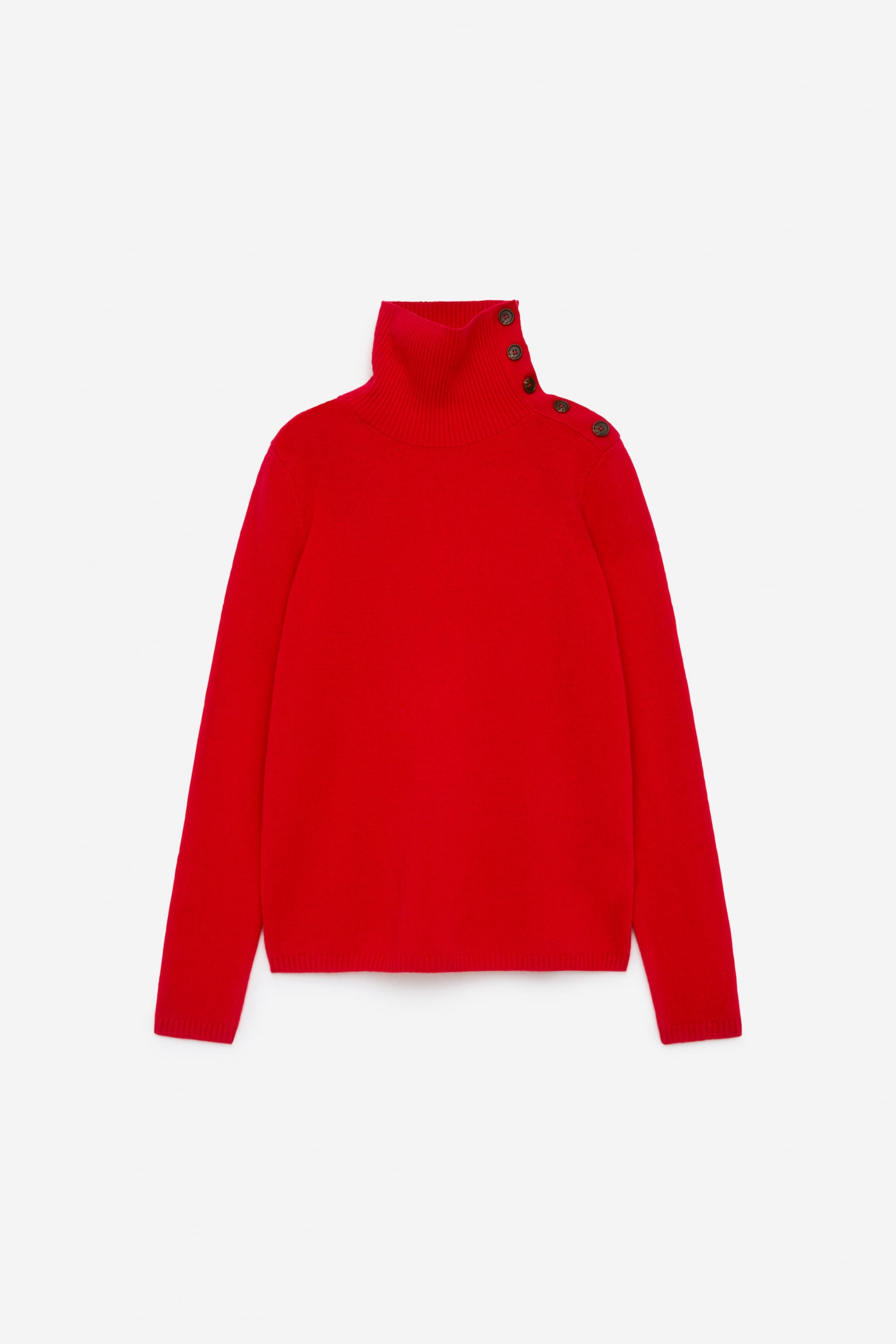 Soft Merino Wool Roll-Neck - Red/Dark Blue/White