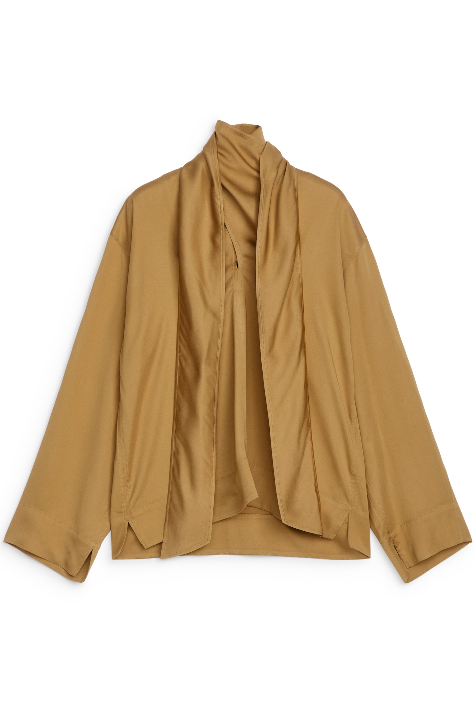 Scarf Blouse - Dark Beige - 1