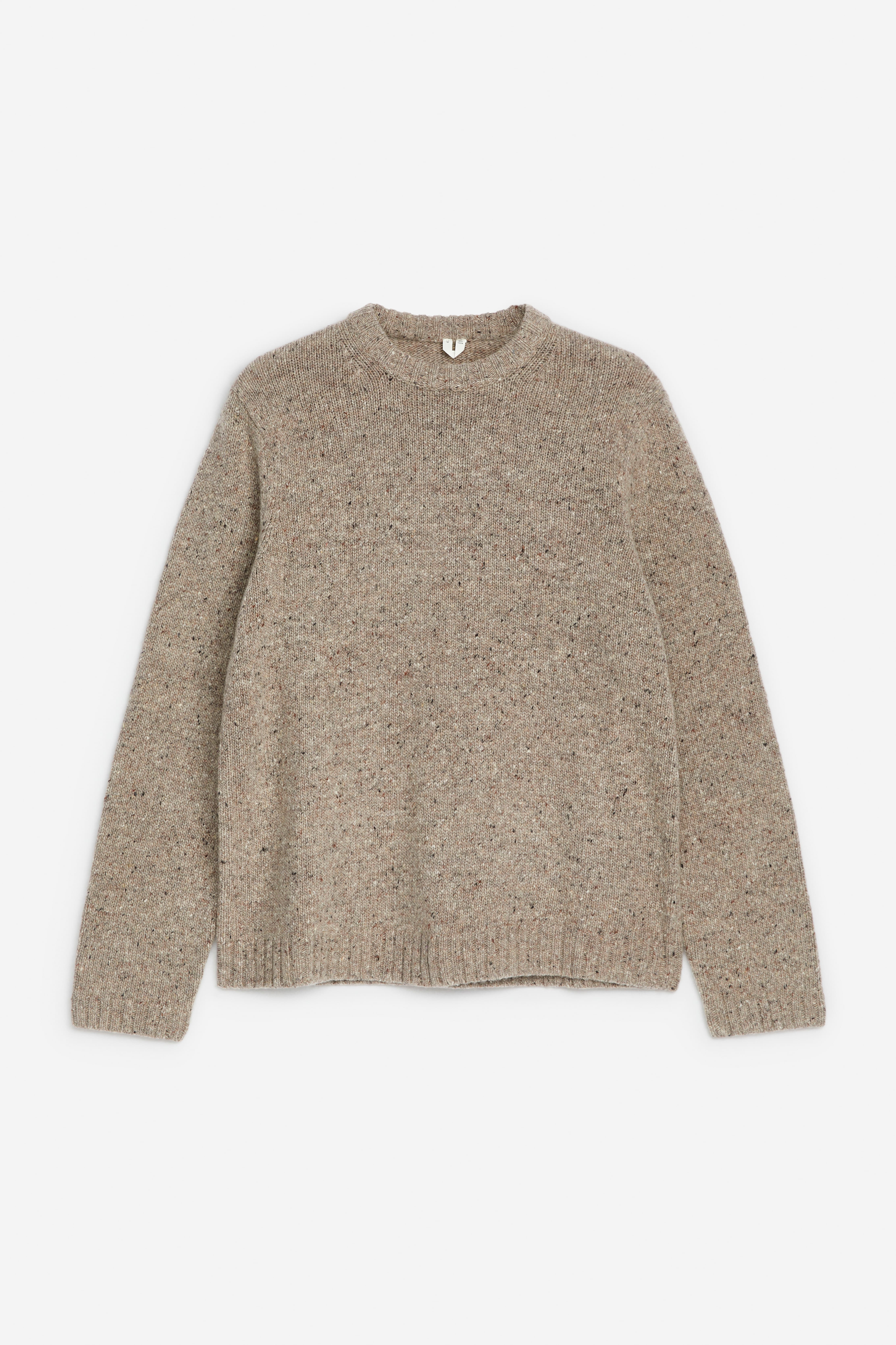 Pullover aus einer Mischung aus Wolle und Alpaka - Beige meliert/Weinrot