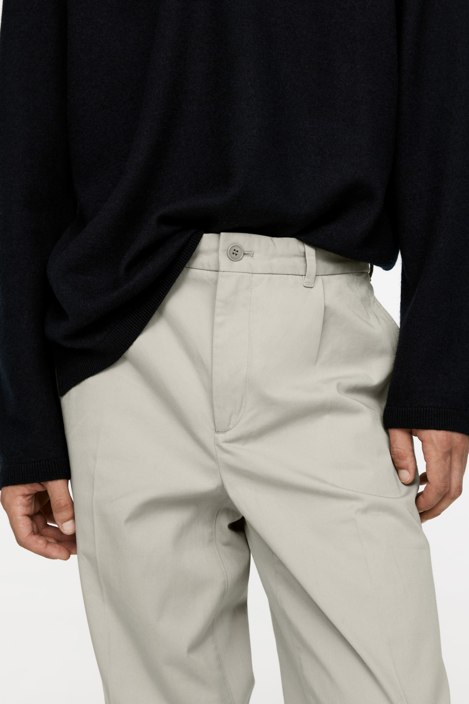 Cotton Twill Chinos - Grey/Dark Blue - 4