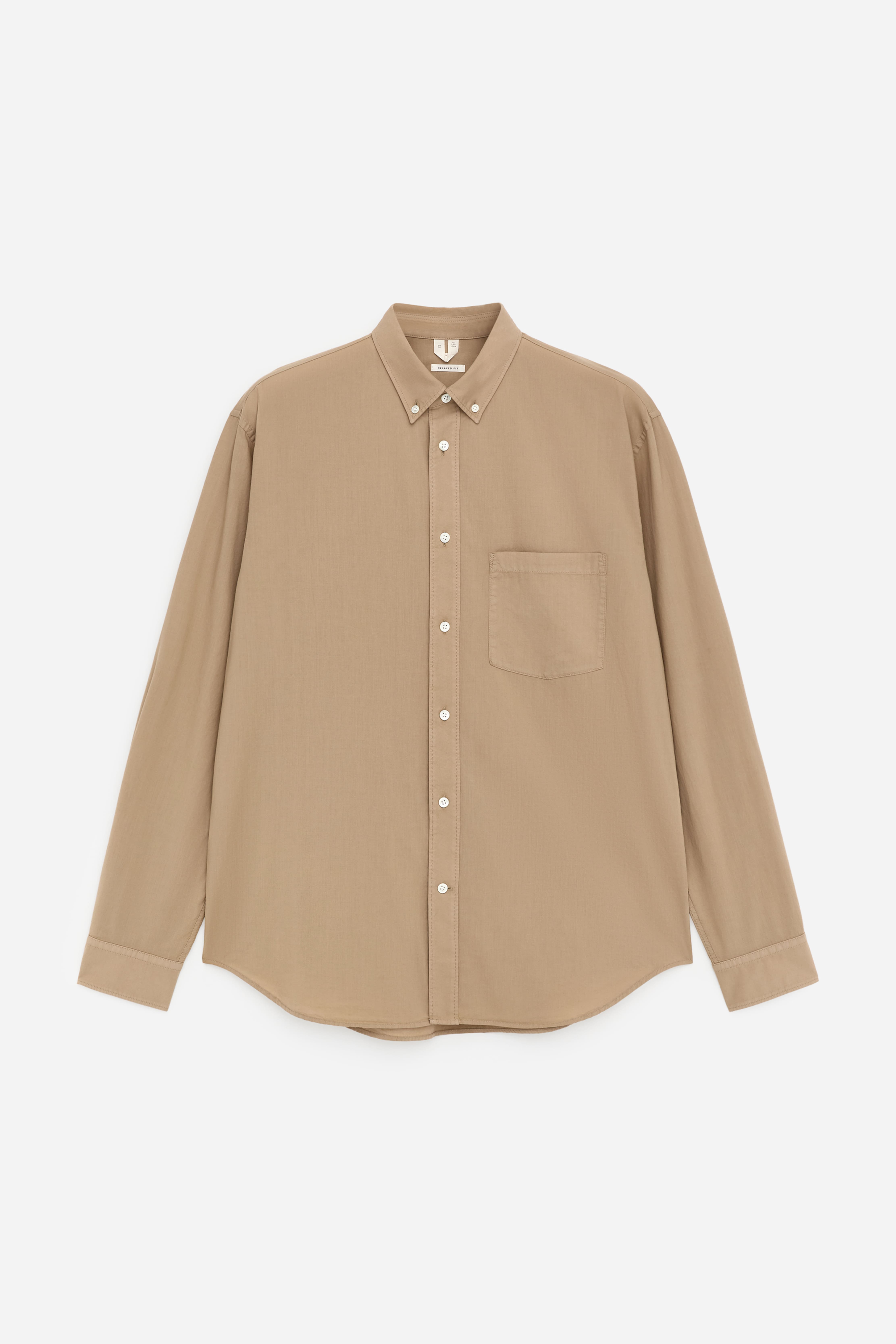 Afslappet poplinskjorte - Beige/grå/Mellemblå/Mørkeblå