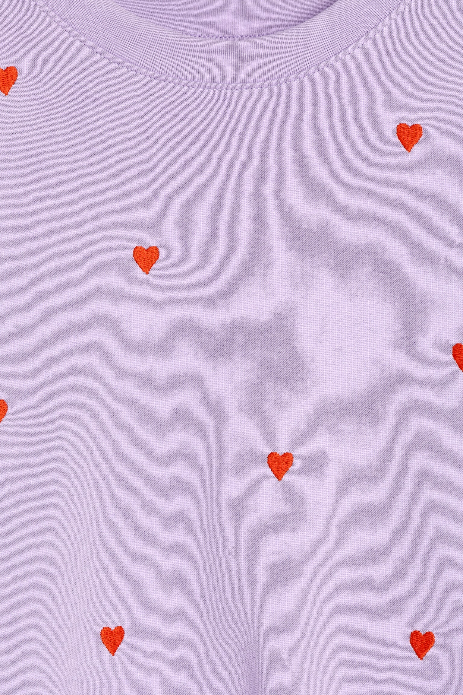 Embroidered Sweatshirt - Lilac/Red hearts - 2