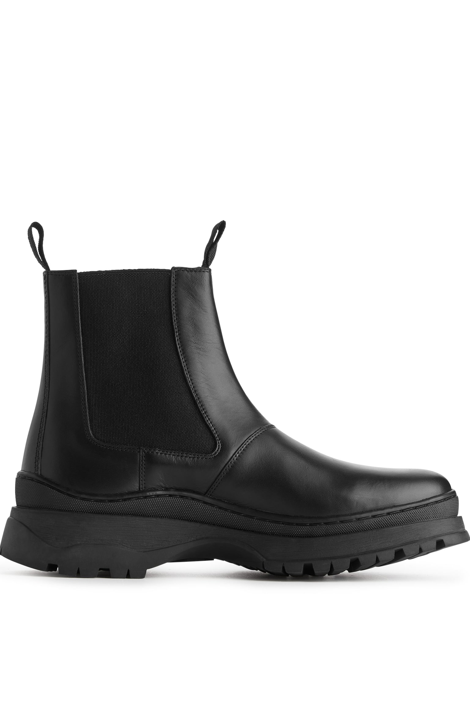 Chunky-Sole Leather Boots - Black - 1