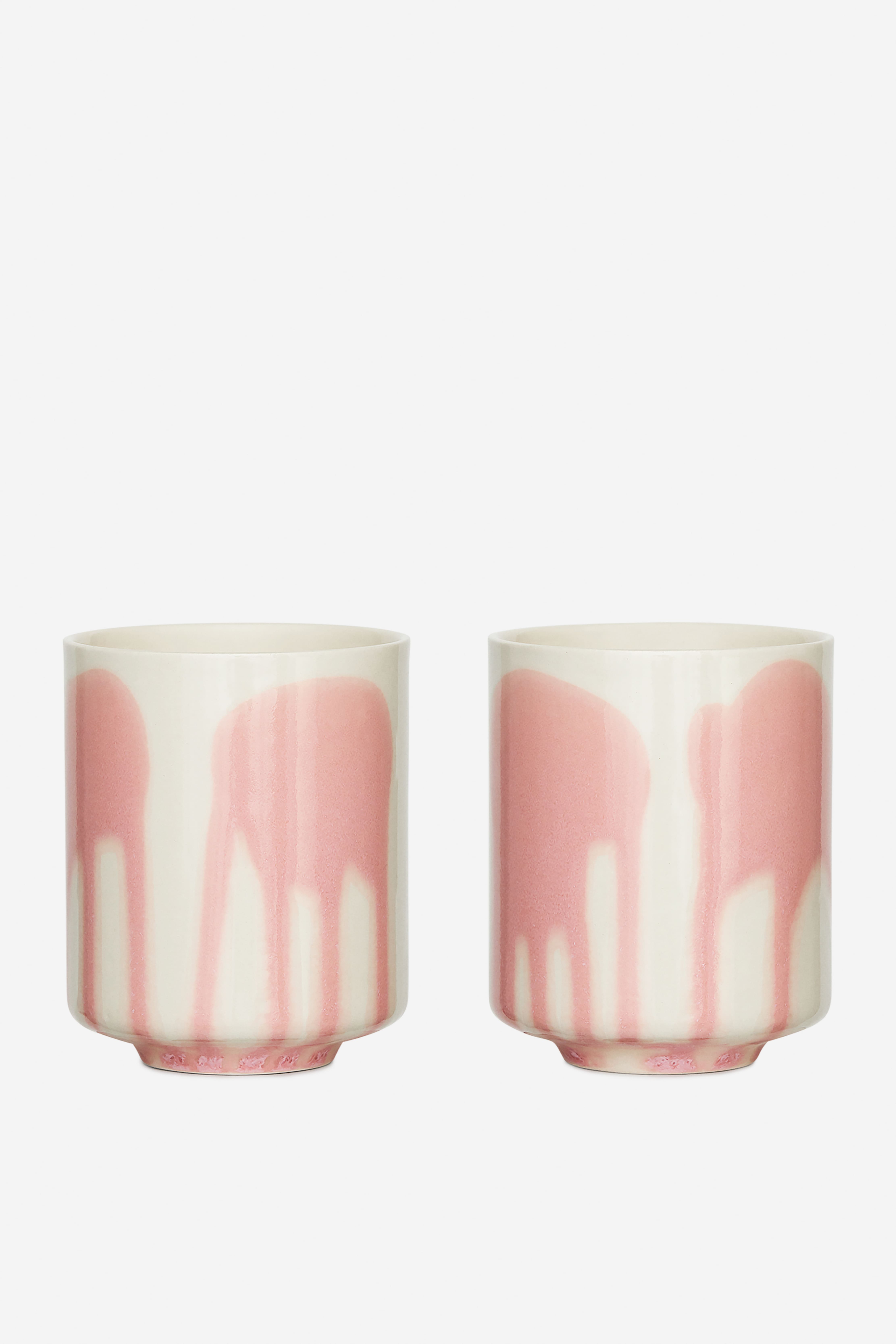 Set da 2 tazze in grès porcellanato - Rosa/Bianco sporco/Bianco/Blu scuro/Verde/Bianco/Verde menta/Nero/Bianco sporco/Blu intenso/Pois blu