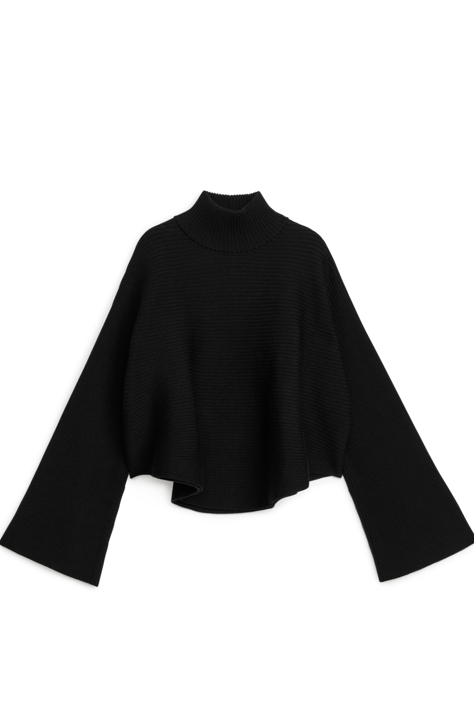 Cropped Wool Cotton Jumper - Black/Camel - 1