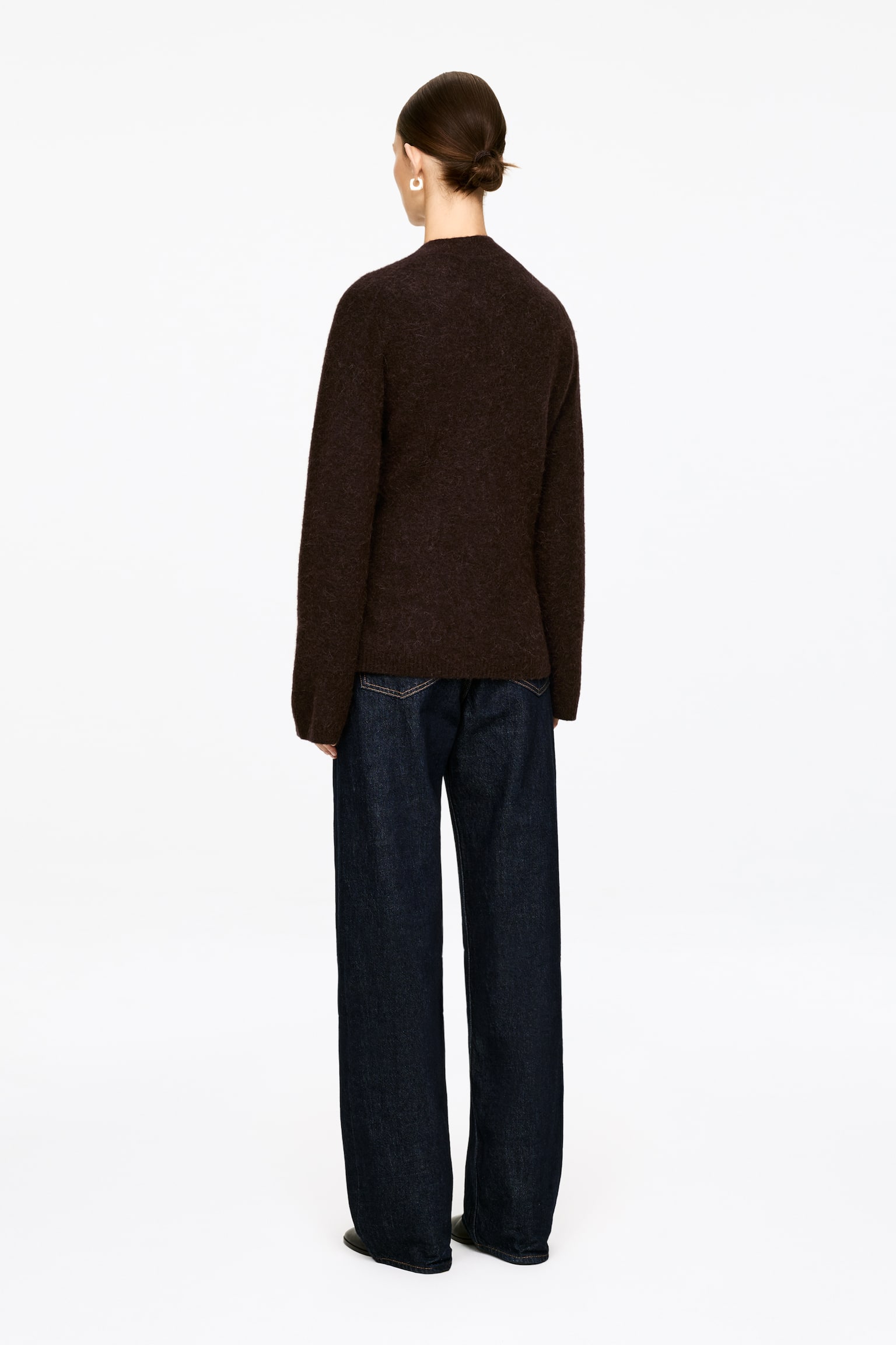 Strickjacke aus einer Alpaka-Wollmischung - Dunkelbraun/Cremeweiß - 6