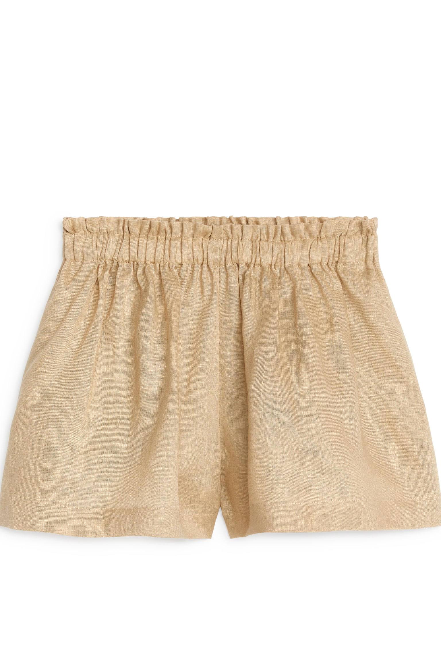 Wide Linen Shorts - Beige - 1