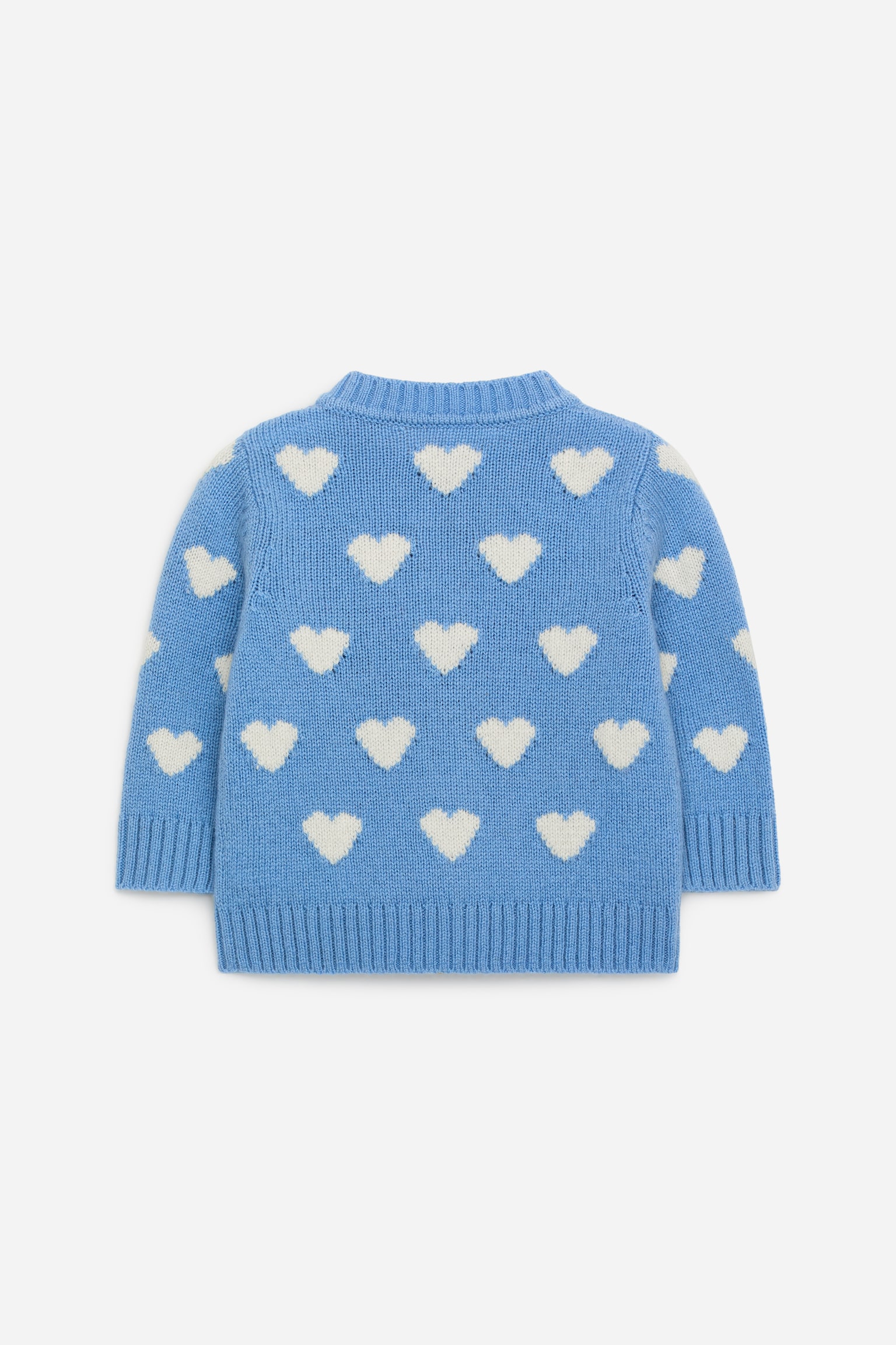 Cardigan din bumbac - Albastru/Inimi - 3