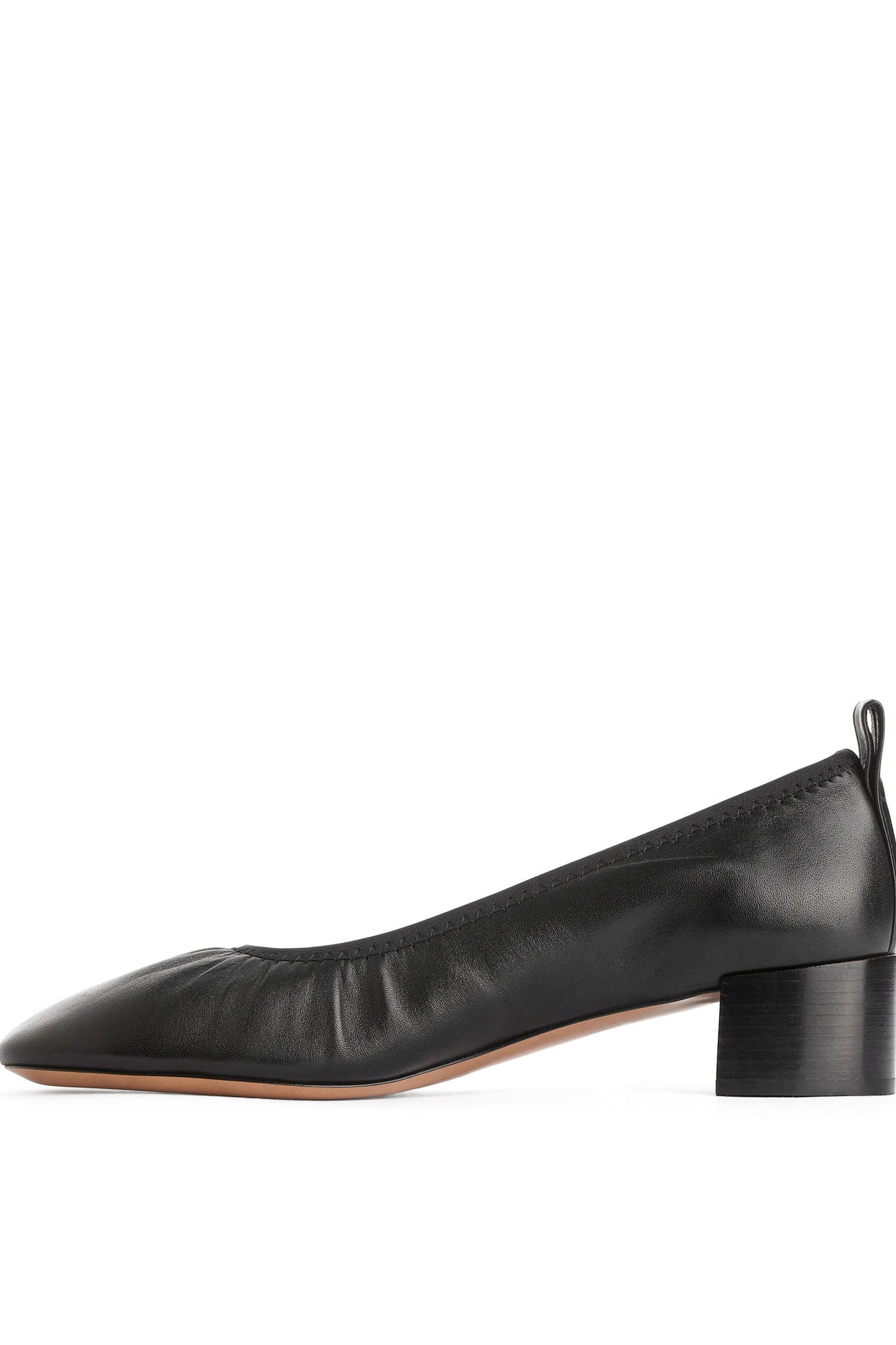 Heeled Leather Ballerinas - Black - 4