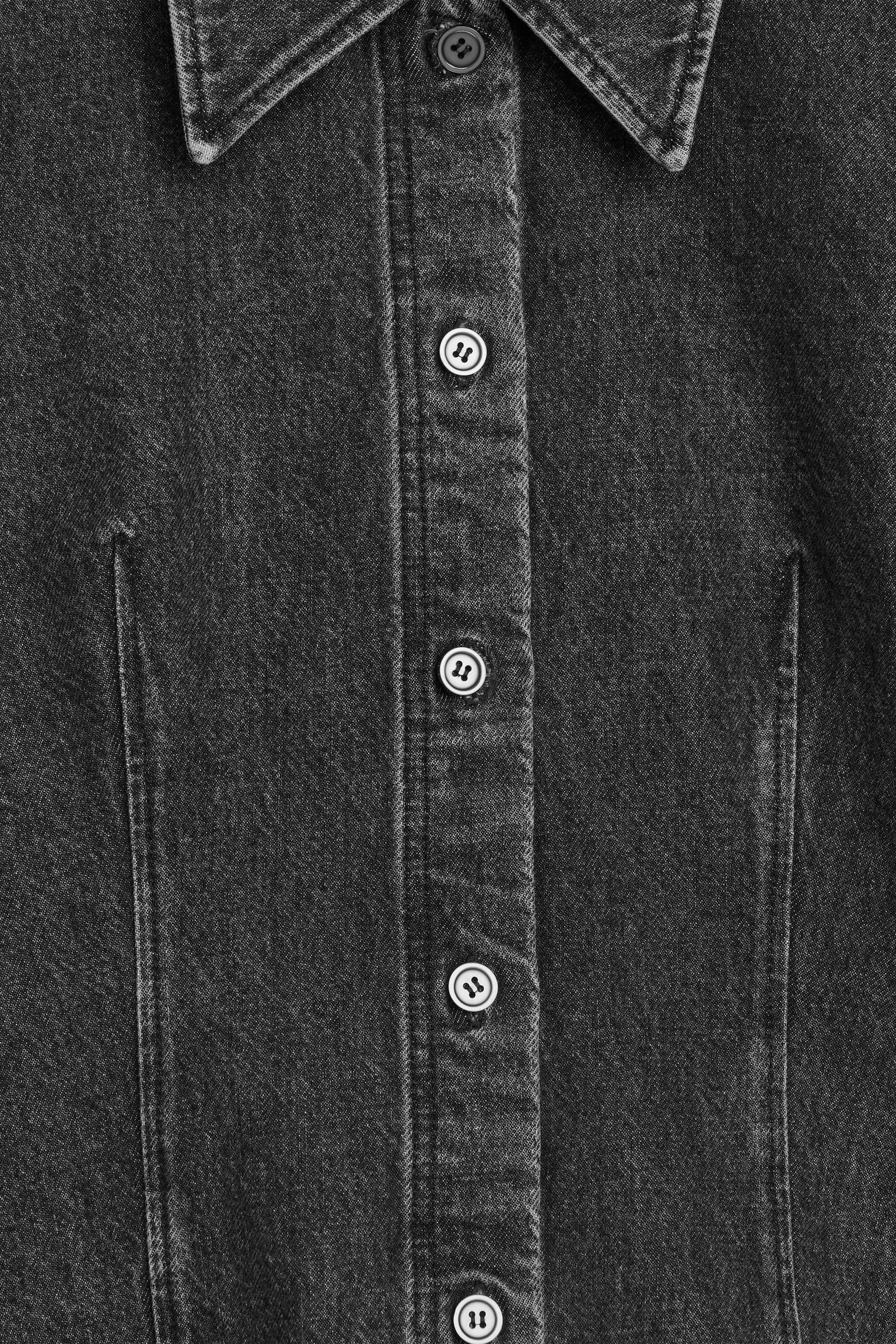 Fitted Denim Shirt - Washed Grey - 4