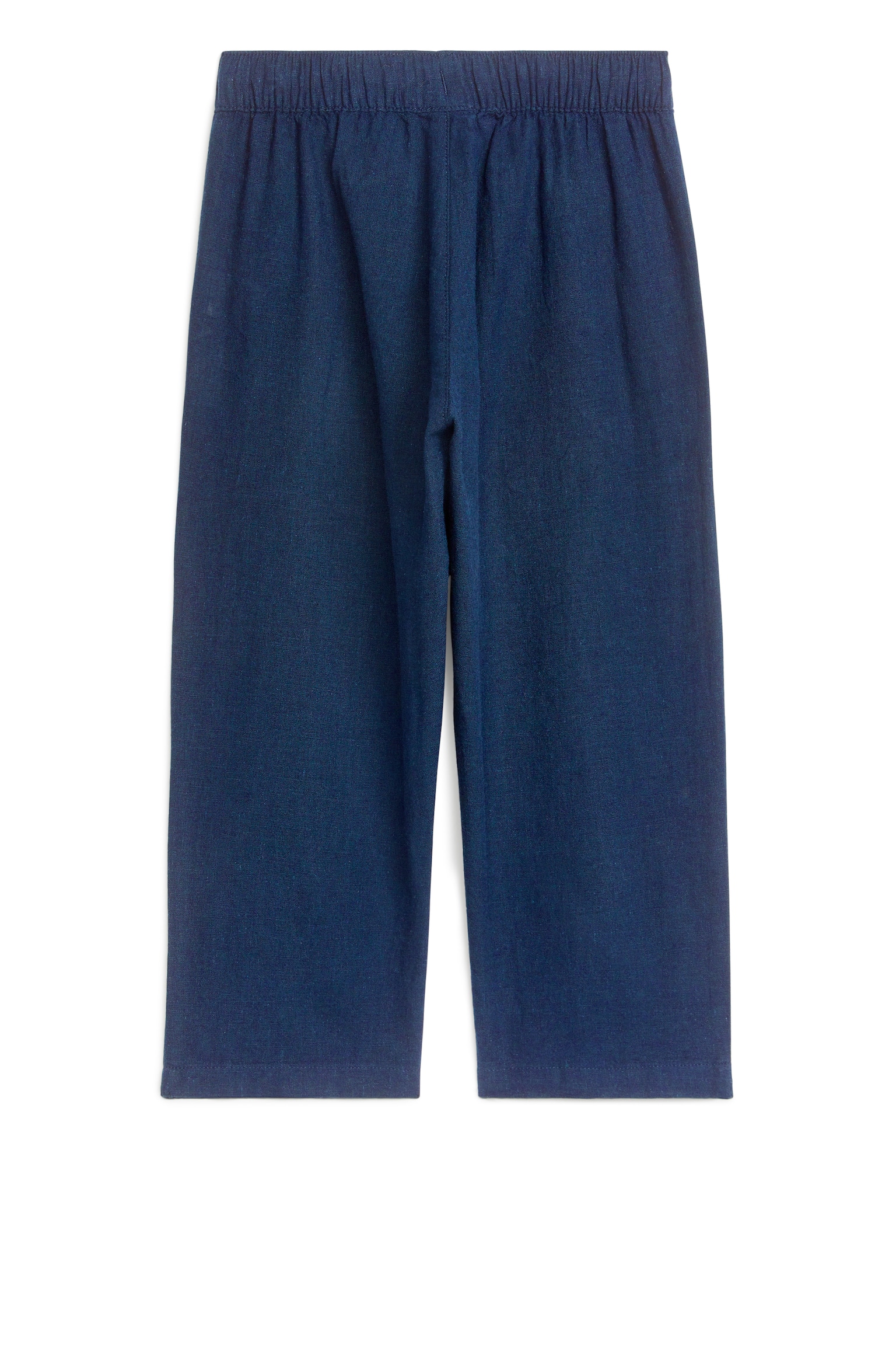 Drawstring Linen Trousers - Dark Blue - 3