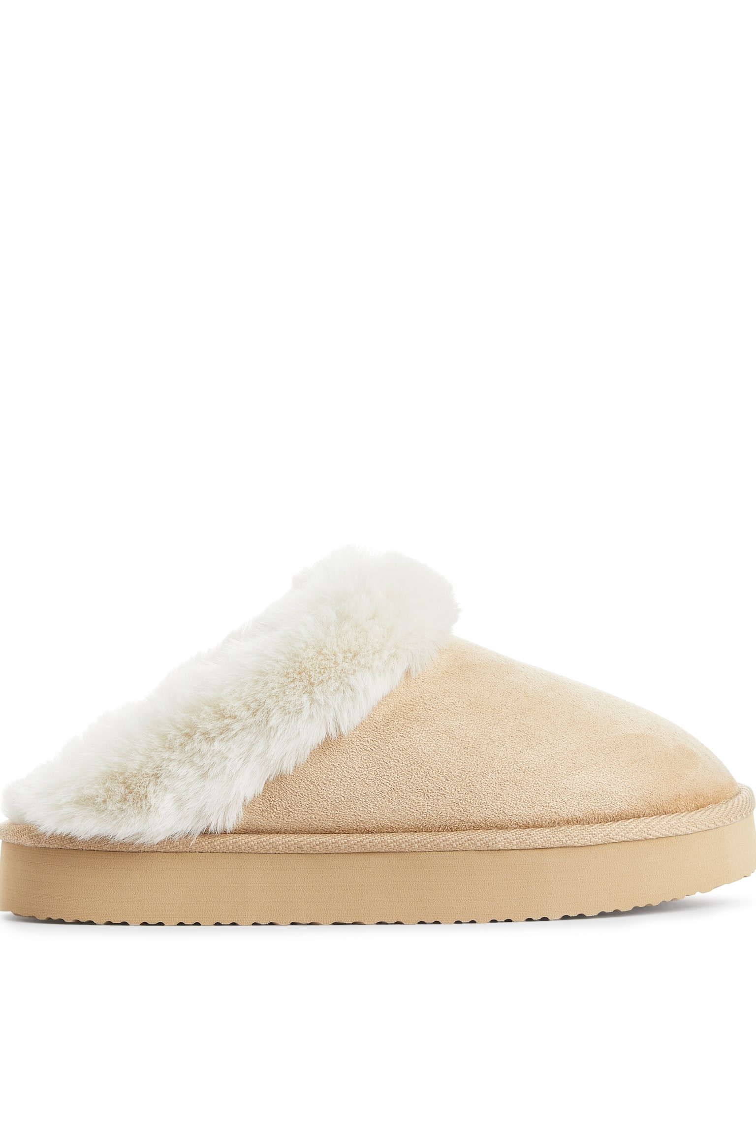 Faux Fur Slippers - Beige