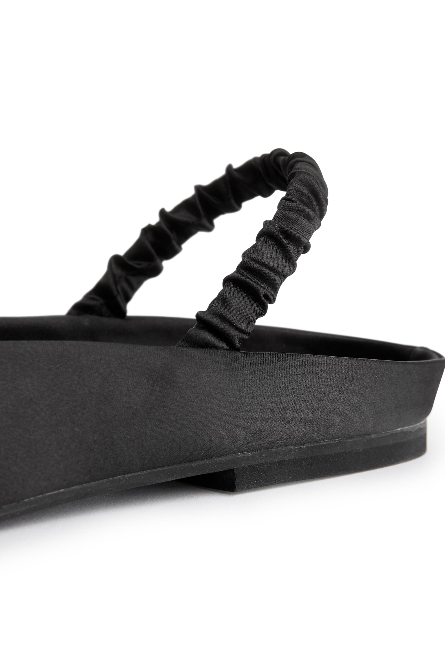 Slingback Satin Flats - Black - 5