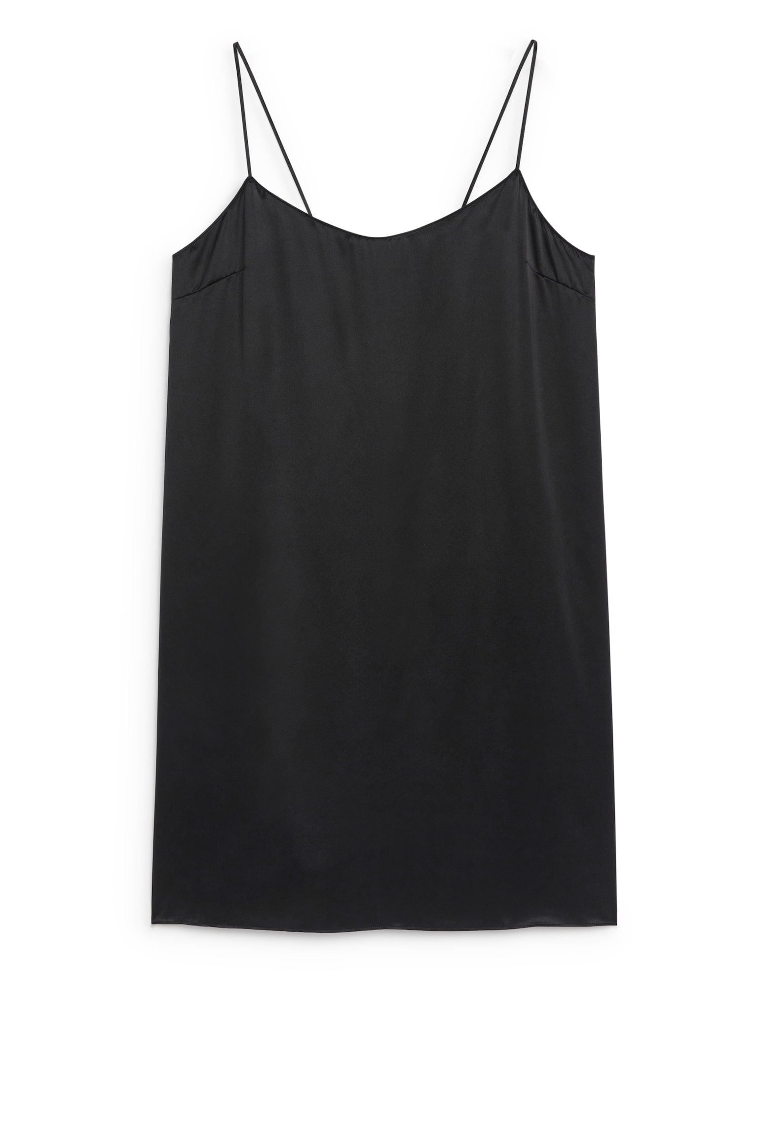 Silk Slip Dress - Black - 2