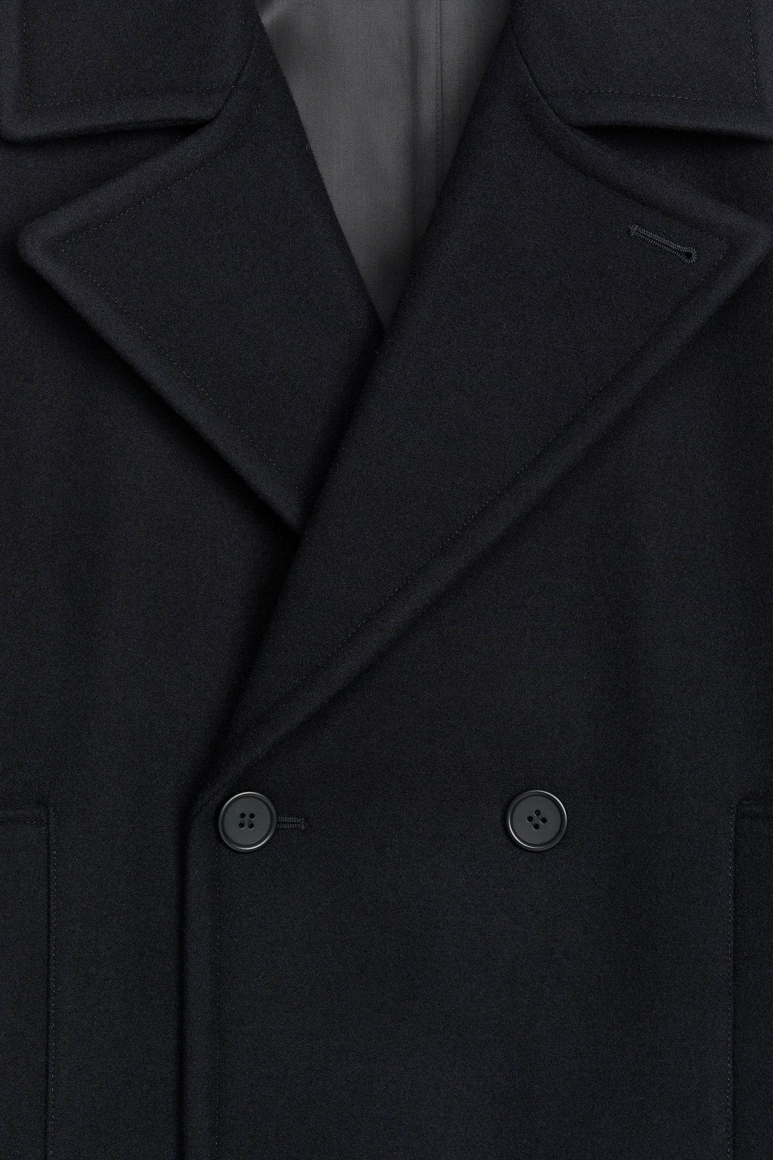 Wool-Blend Pea Coat - Dark Blue - 3