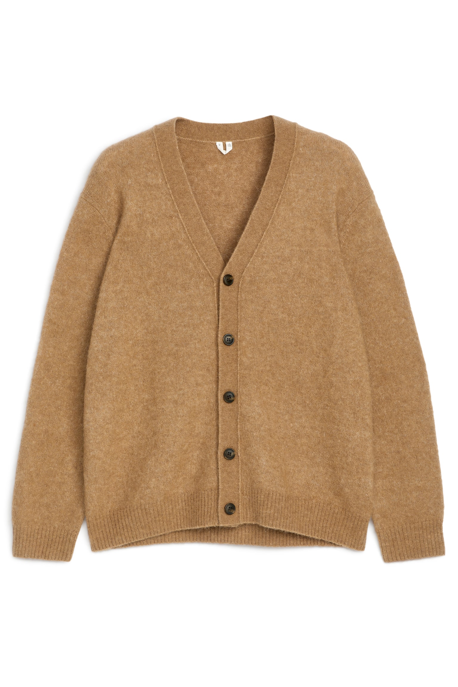 Wool-Alpaca Blend Cardigan - Dark Beige/Black/Dark Blue - 1