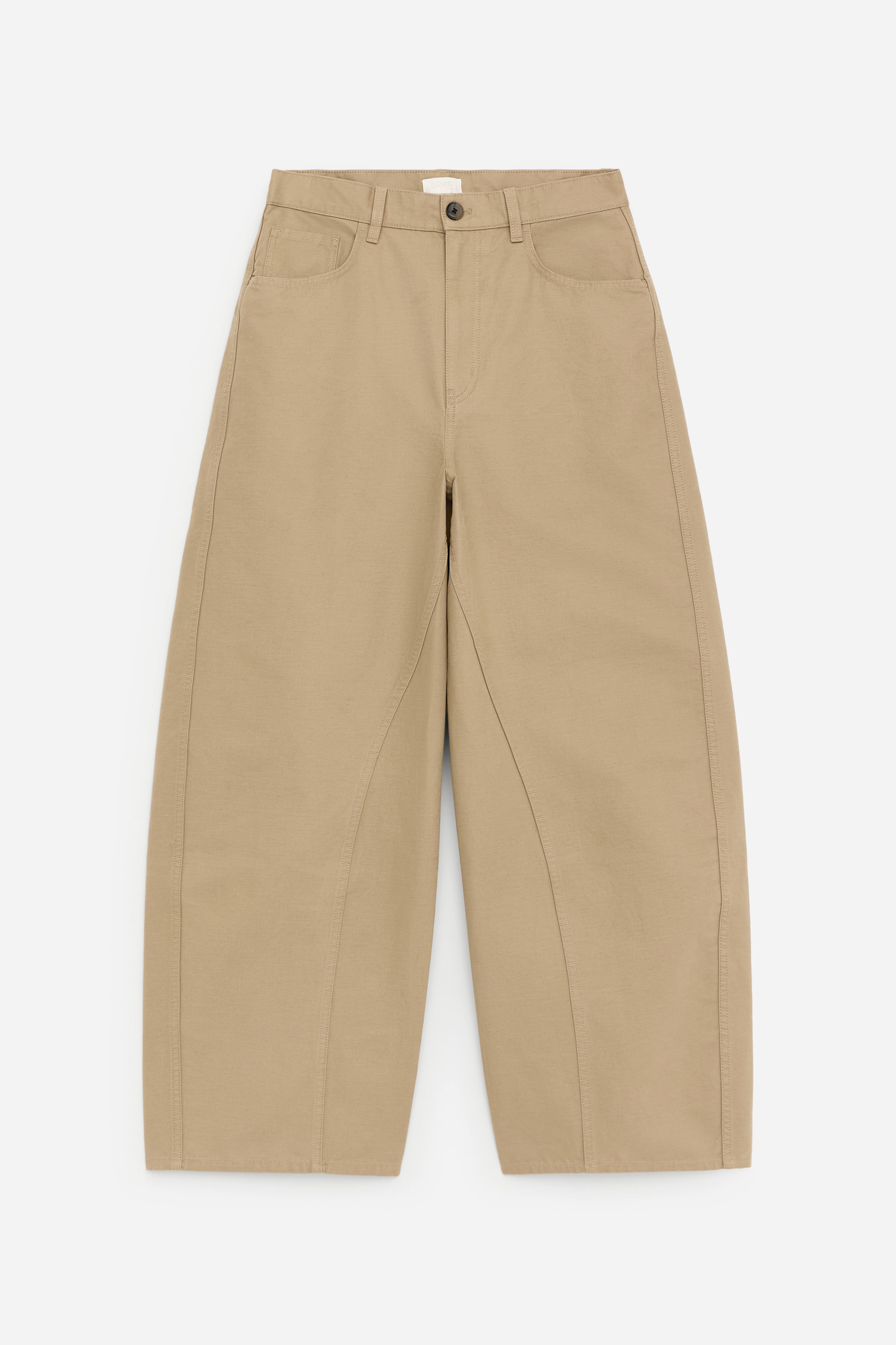Tøndeformede bomuldsbukser - Beige
