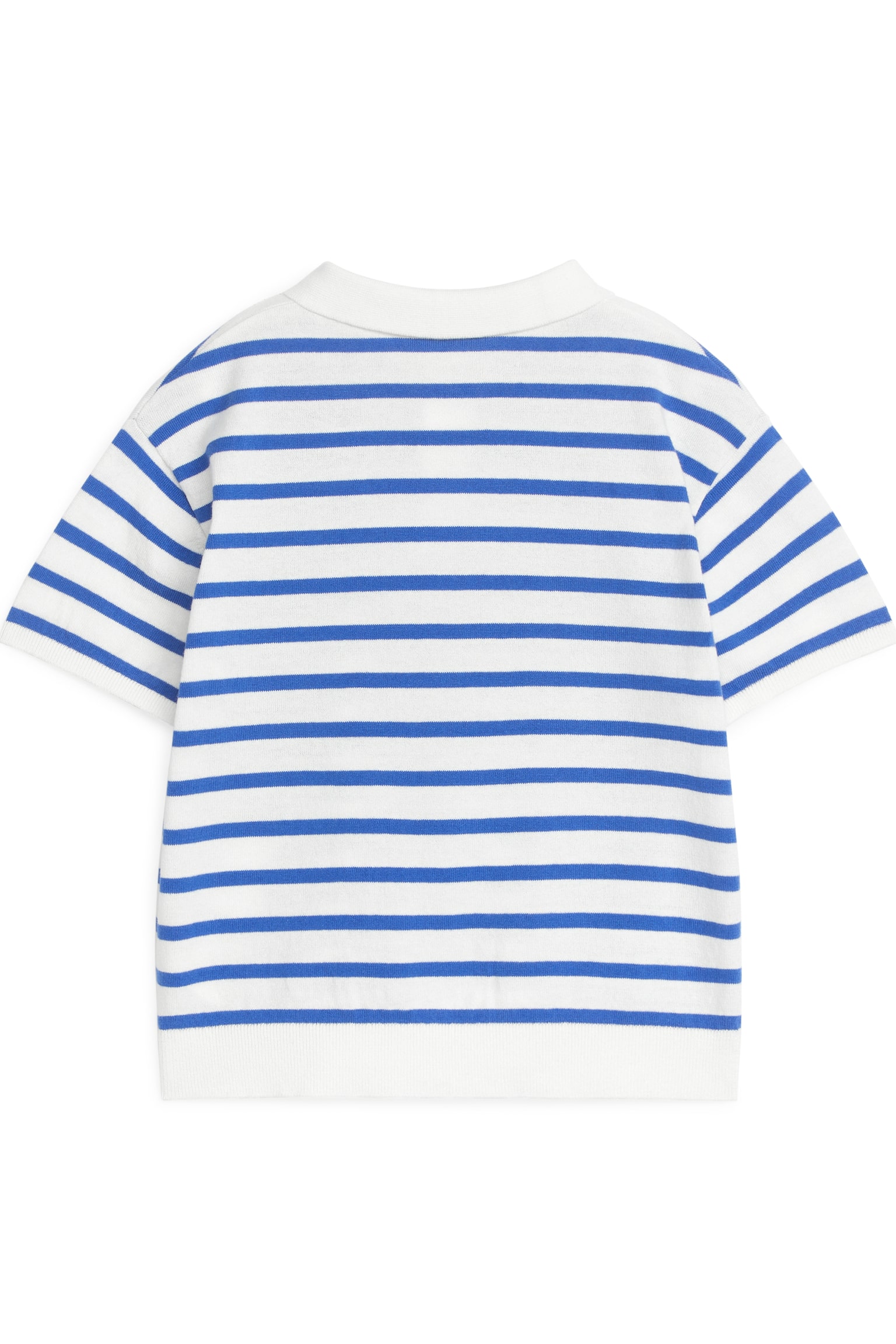 Fine-Knit Polo Shirt - White/Blue - 2