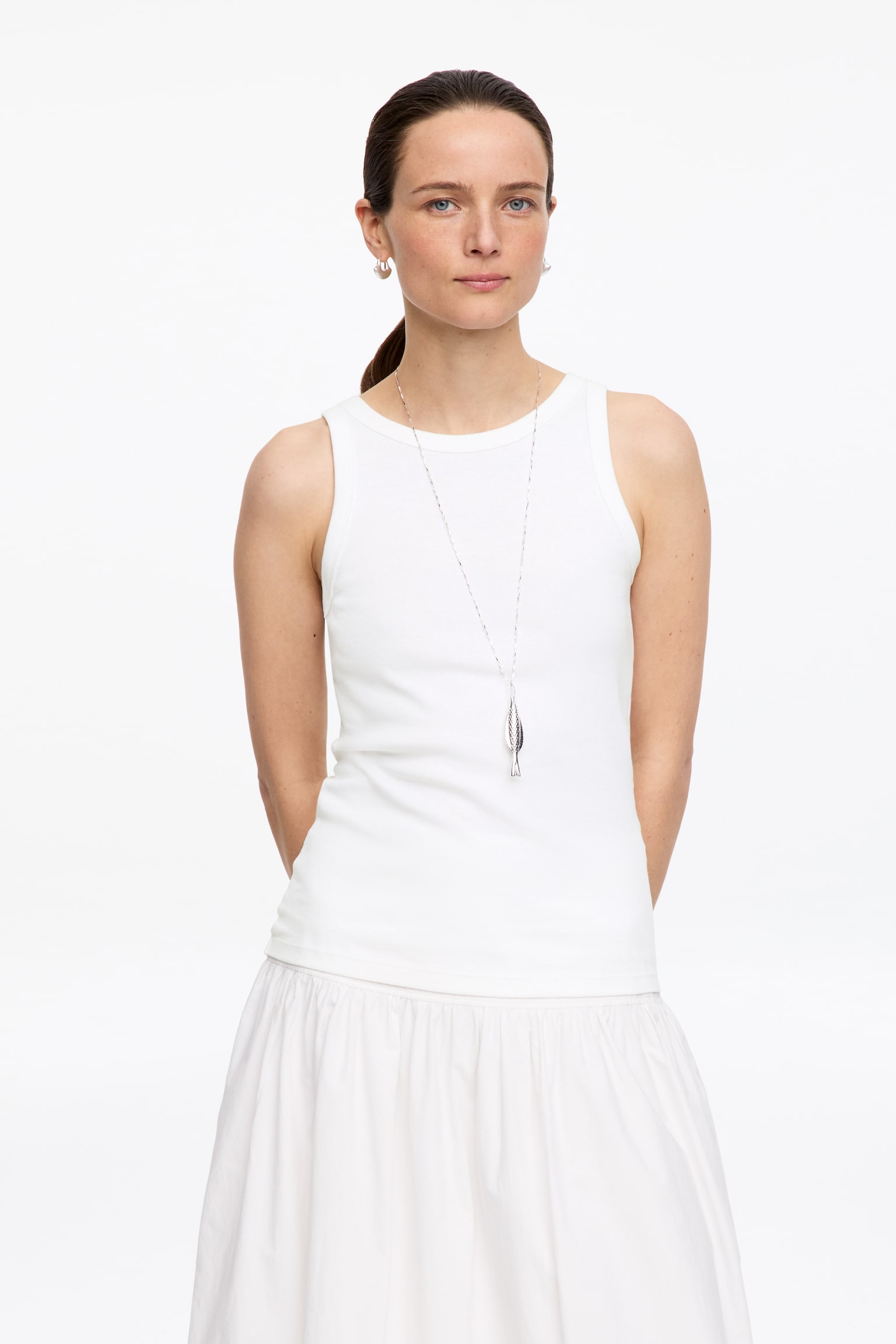 Geribde tanktop - Wit/Zwart/grijs - 3