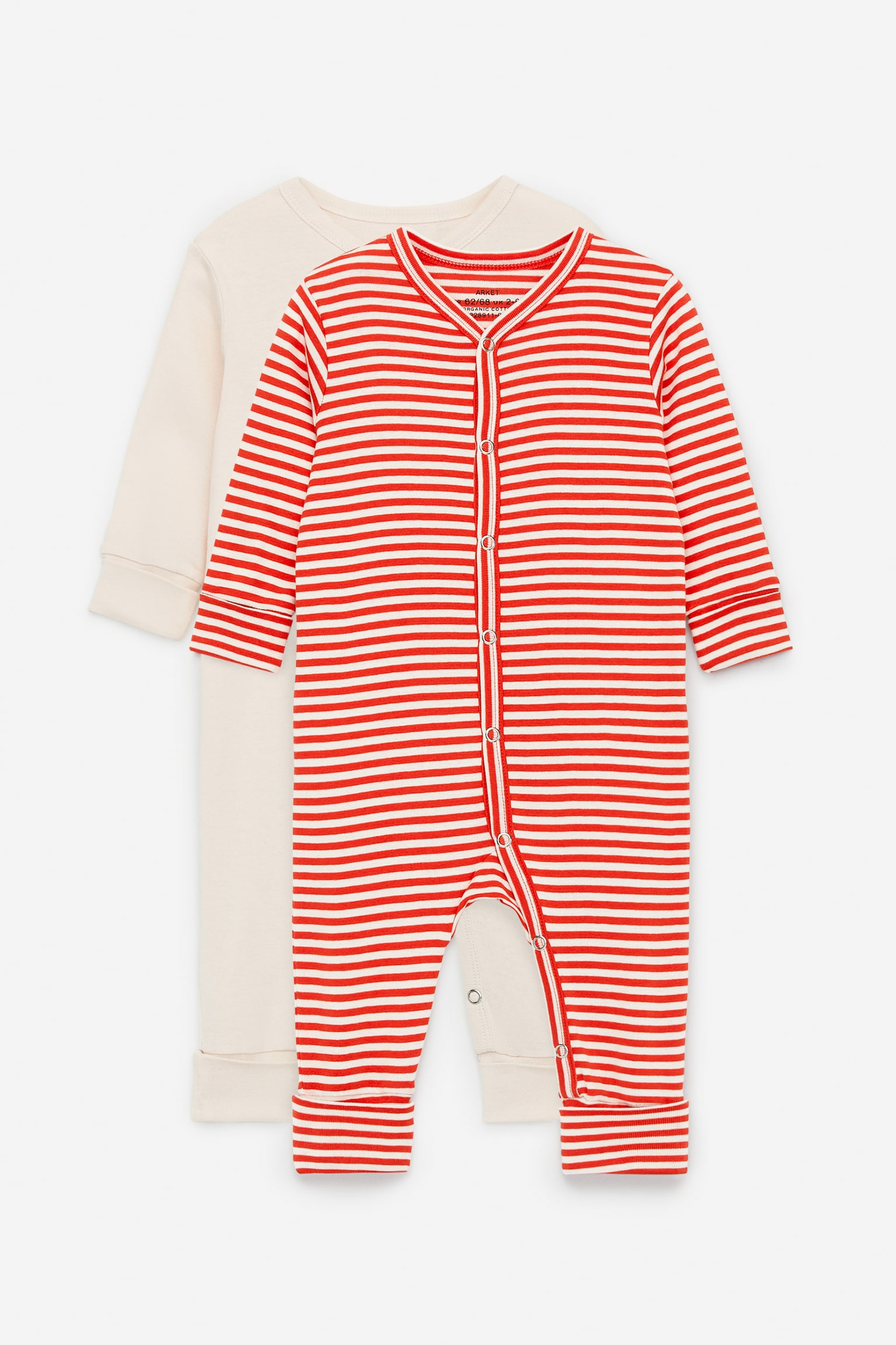 All-in-One Pyjama Set of 2 - Red/White/White/Oat - 1