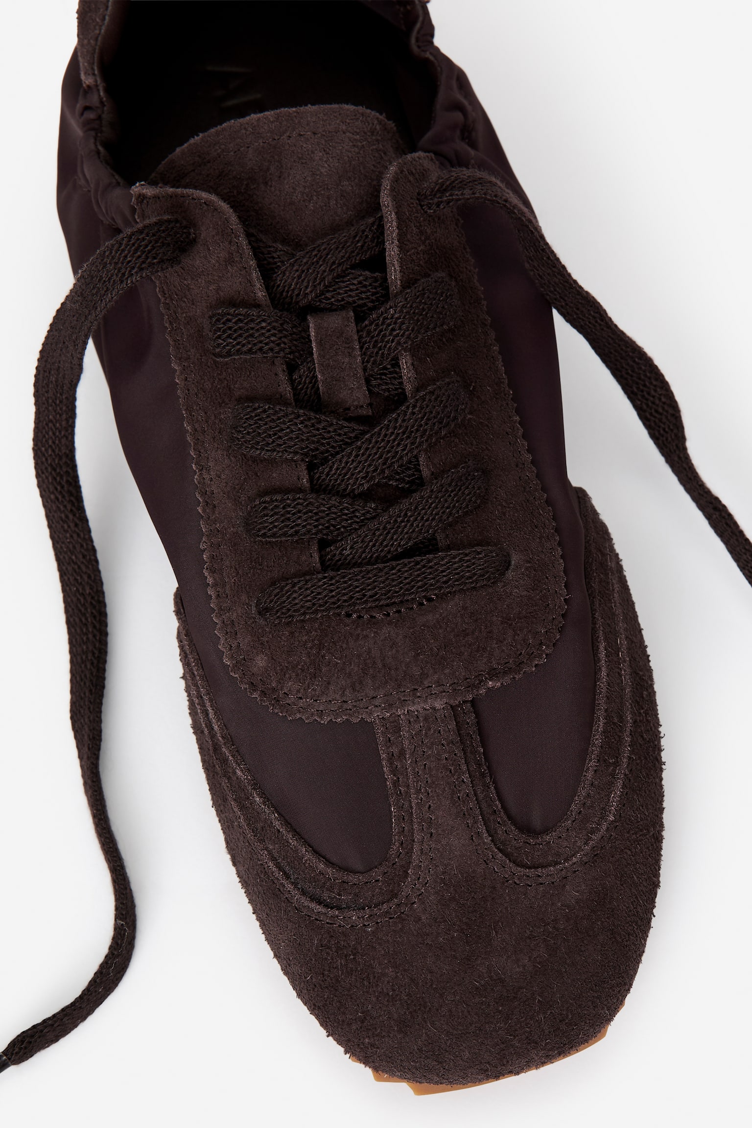 Sneaker aus Veloursleder und Nylon - Dunkelbraun/Beige - 5