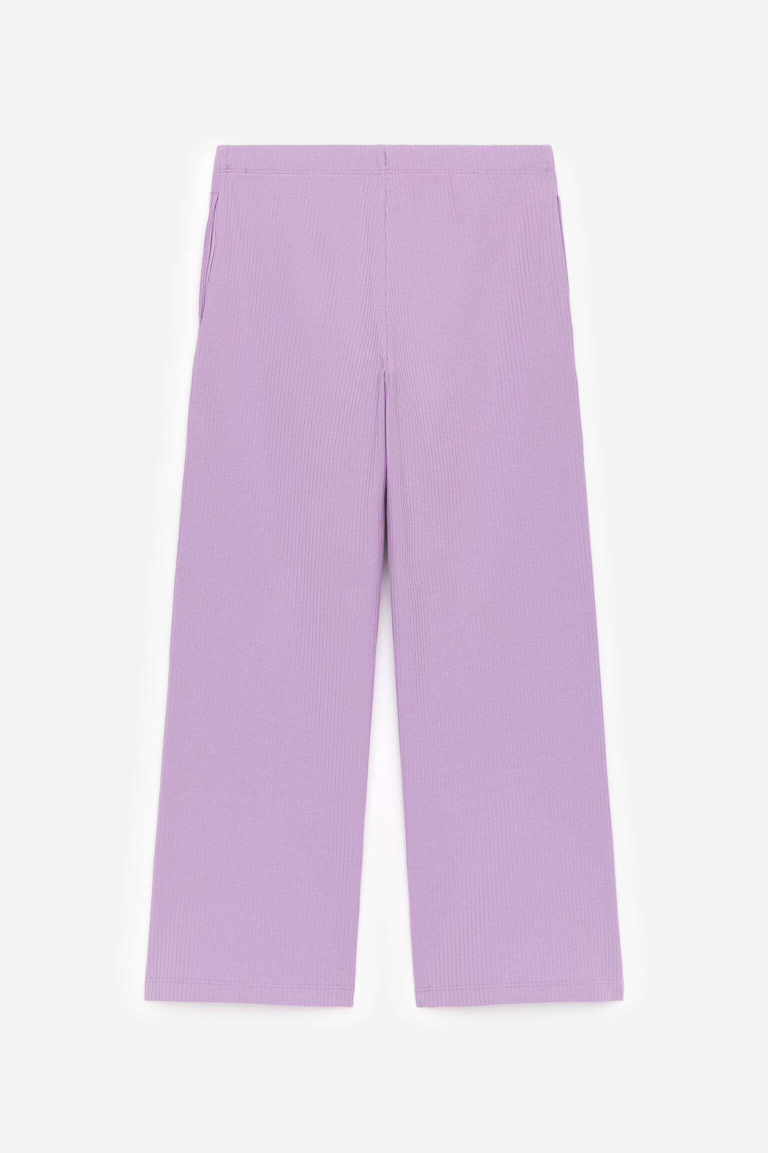 Gerippte Baumwollhose - Lila - 2