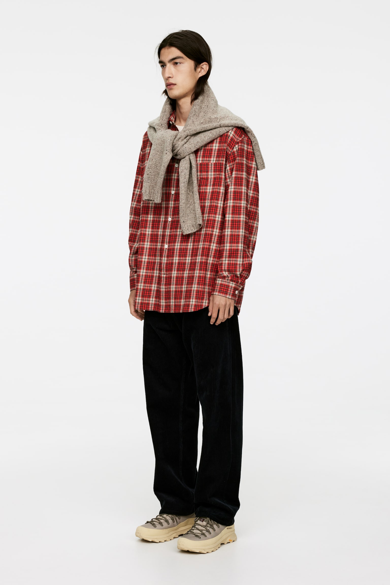 Relaxed Flannel Shirt - Red/Multi Colour - 6