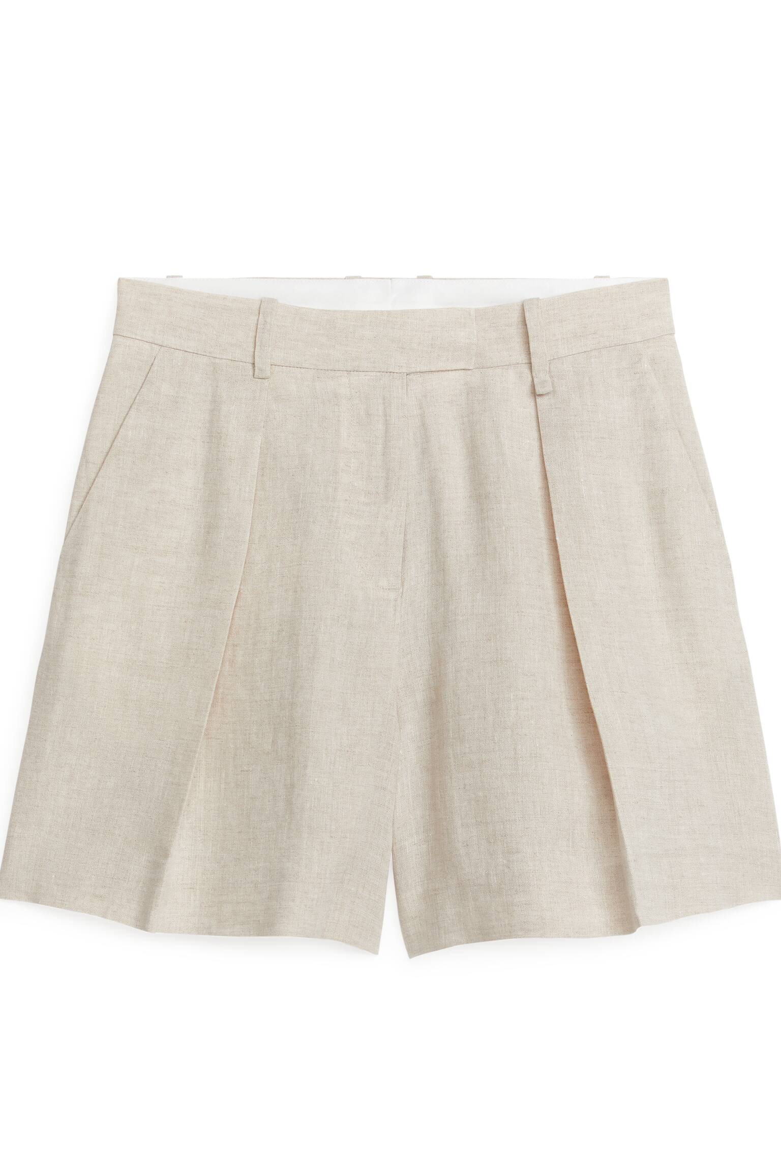 Leinenshorts mit hohem Bund - Beige/Weiß/Schwarz - 2