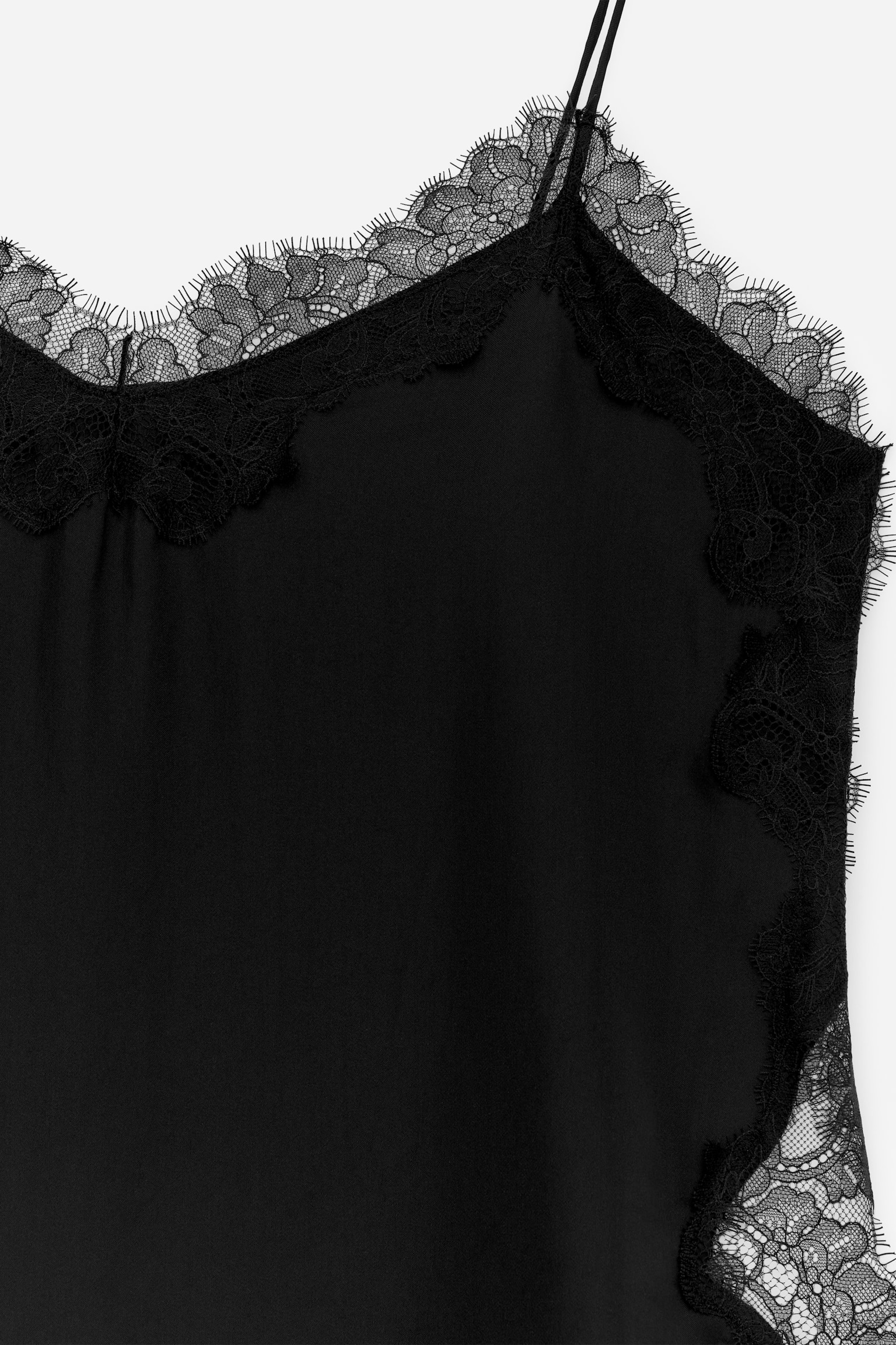 Top con spalline e dettagli in pizzo - Nero - 4