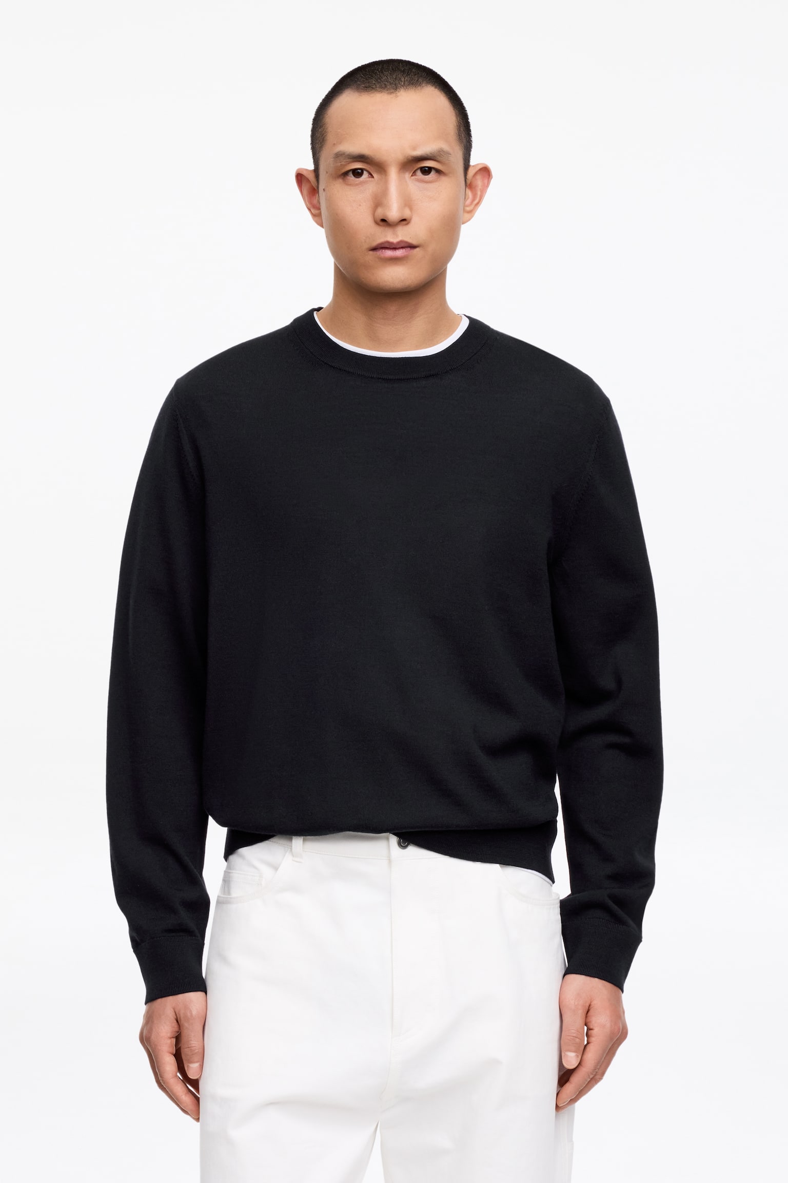 Pulover din lână Merino fin tricotat - Albastru închis/Cenușiu închis/Gri Melange/Maro închis/Verde închis - 1