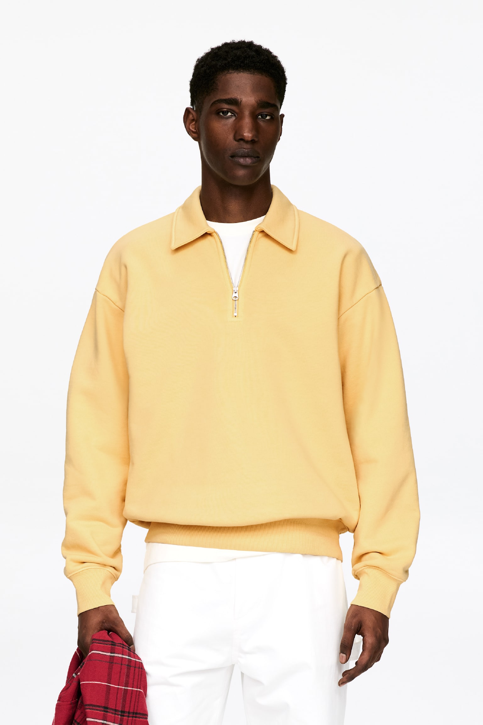 Half Zip Polo Shirt - Faded Yellow/Faded Blue - 1