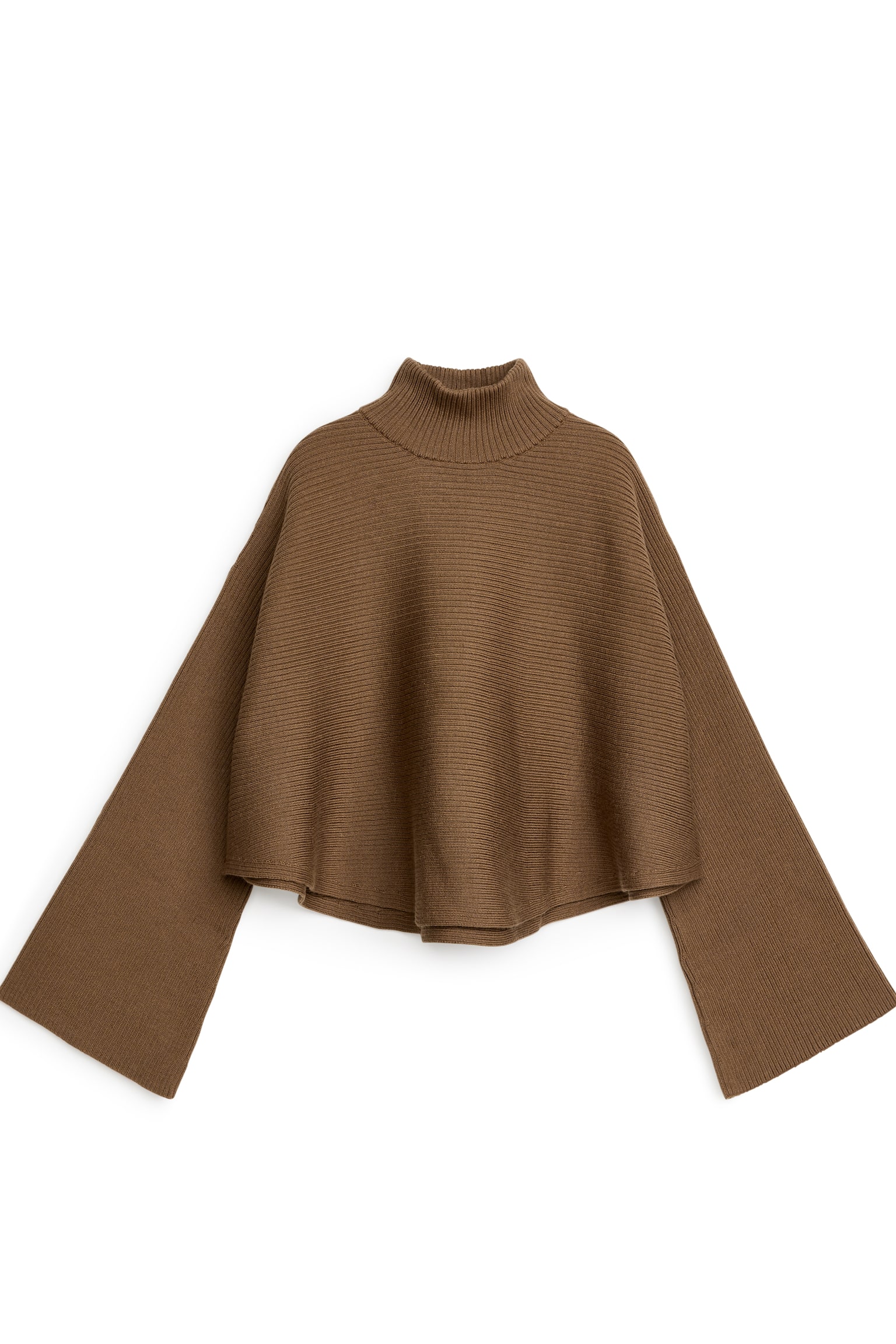 Cropped Wool Cotton Jumper - Camel/Black - 1