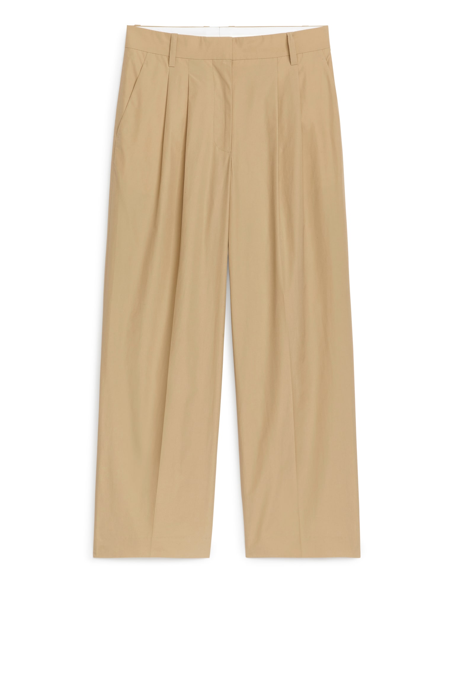 Wide Pleated Trousers - Beige - 1