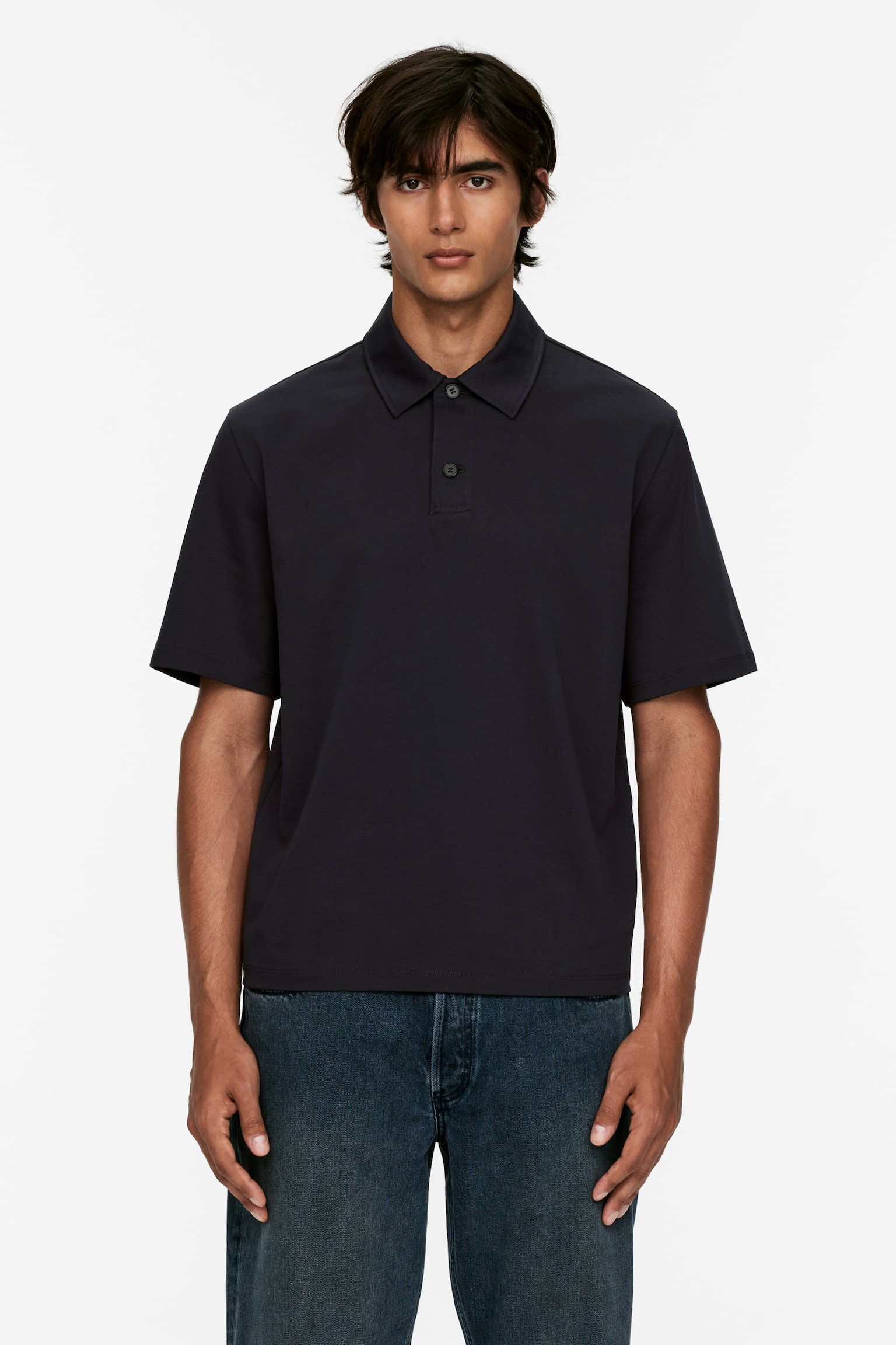 Cotton Polo Shirt - Dark Blue/Burgundy - 2